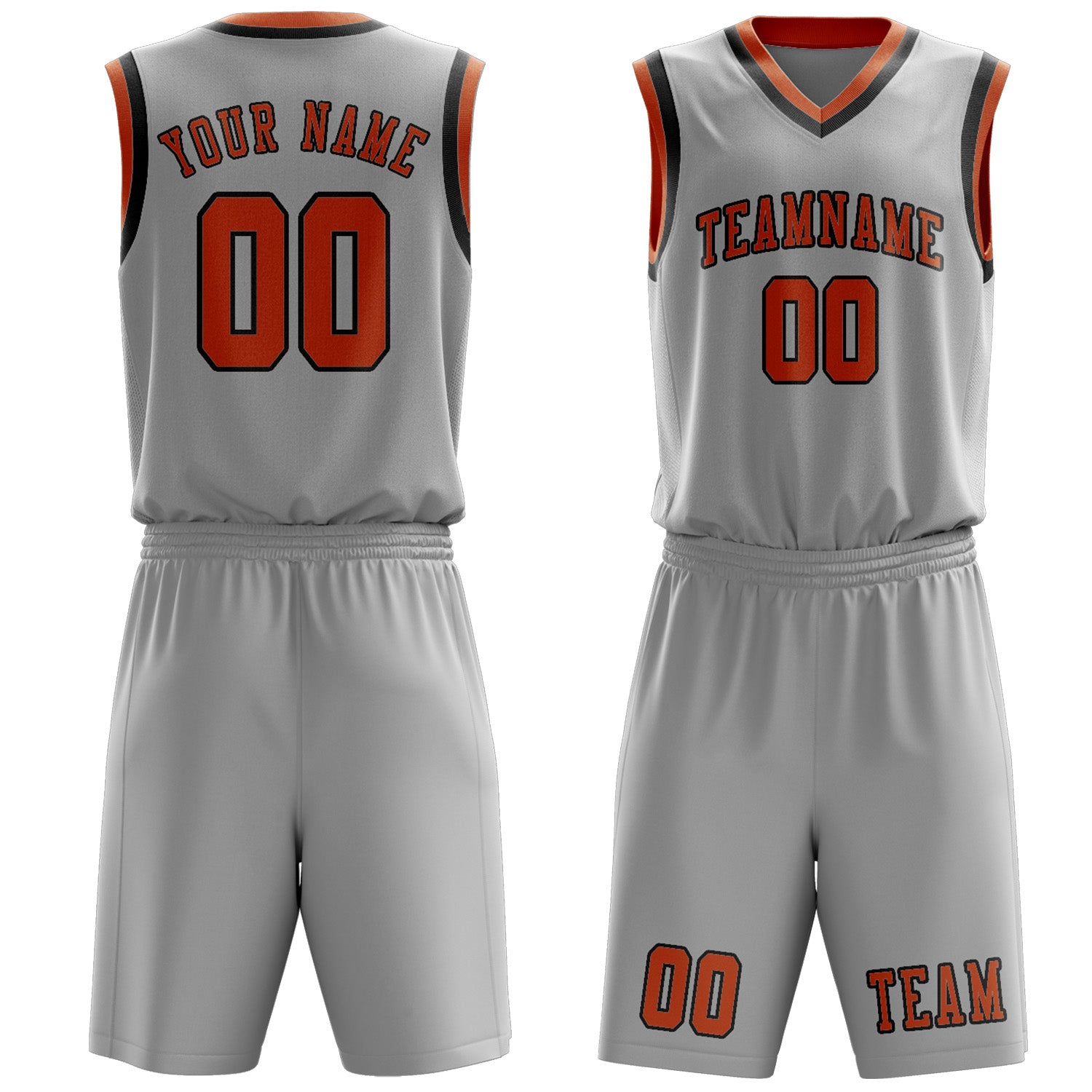 Custom Gray Orange Basketball Set