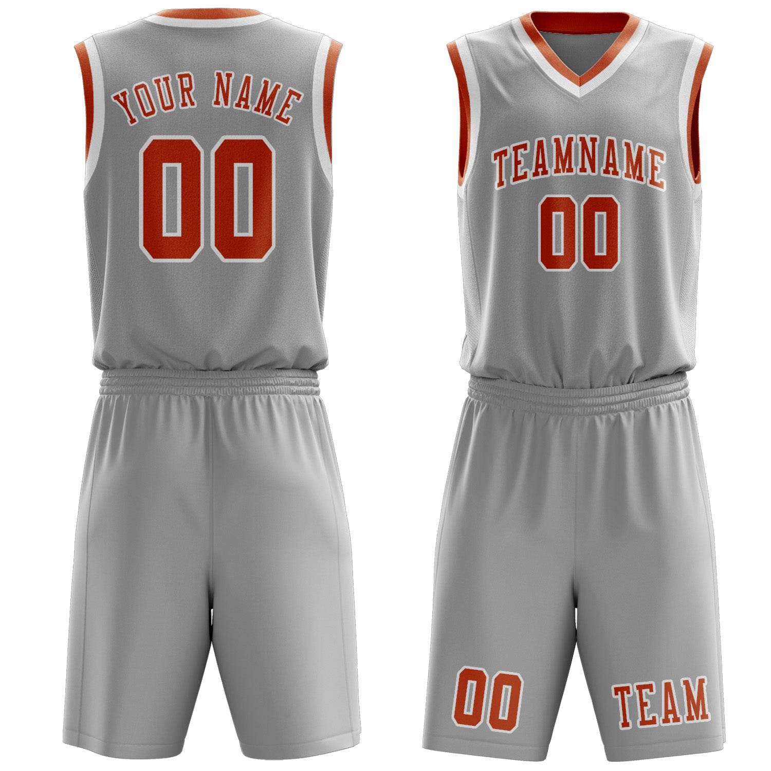 Custom Gray Orange Basketball Set