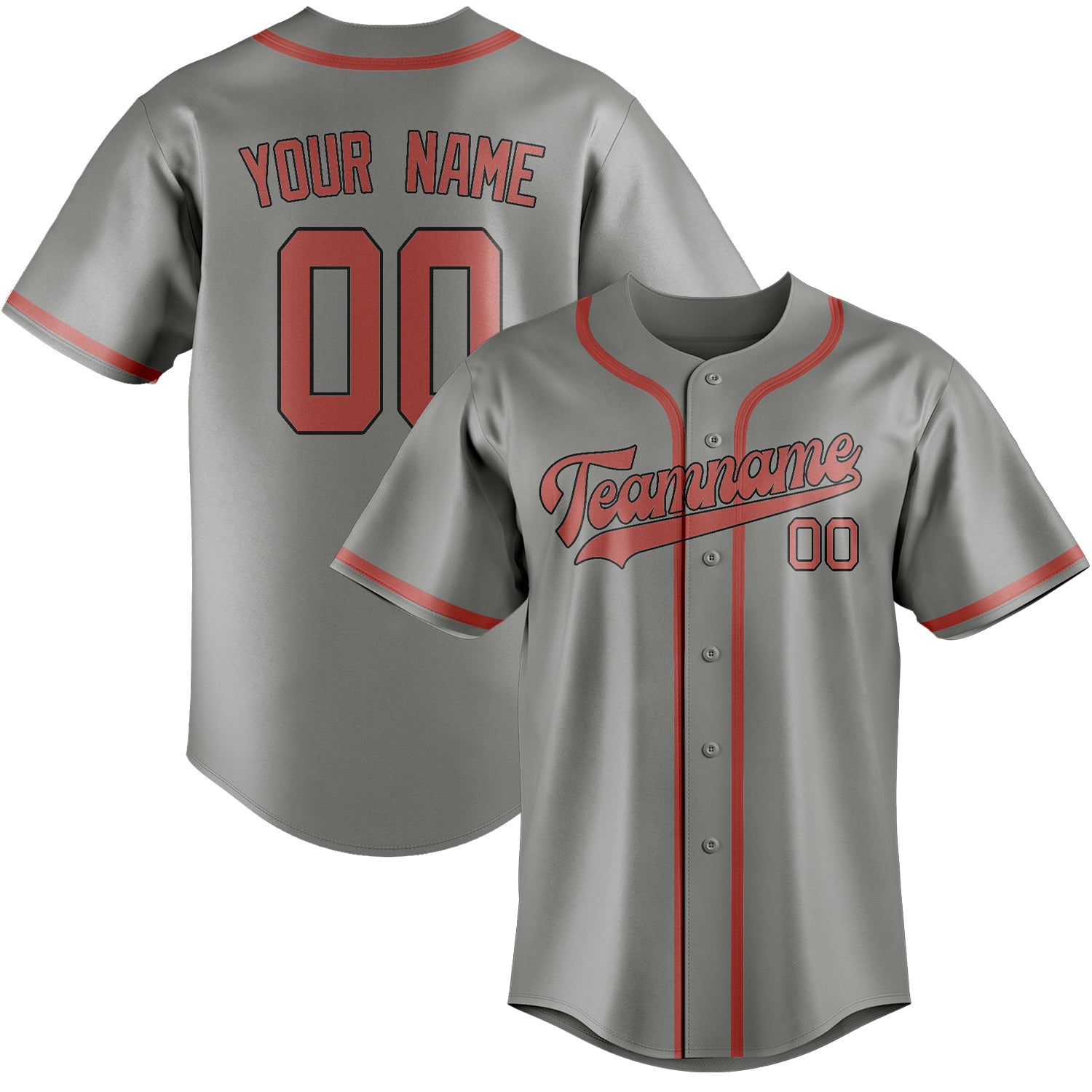 Custom Gray Copper Rose Baseball Jersey