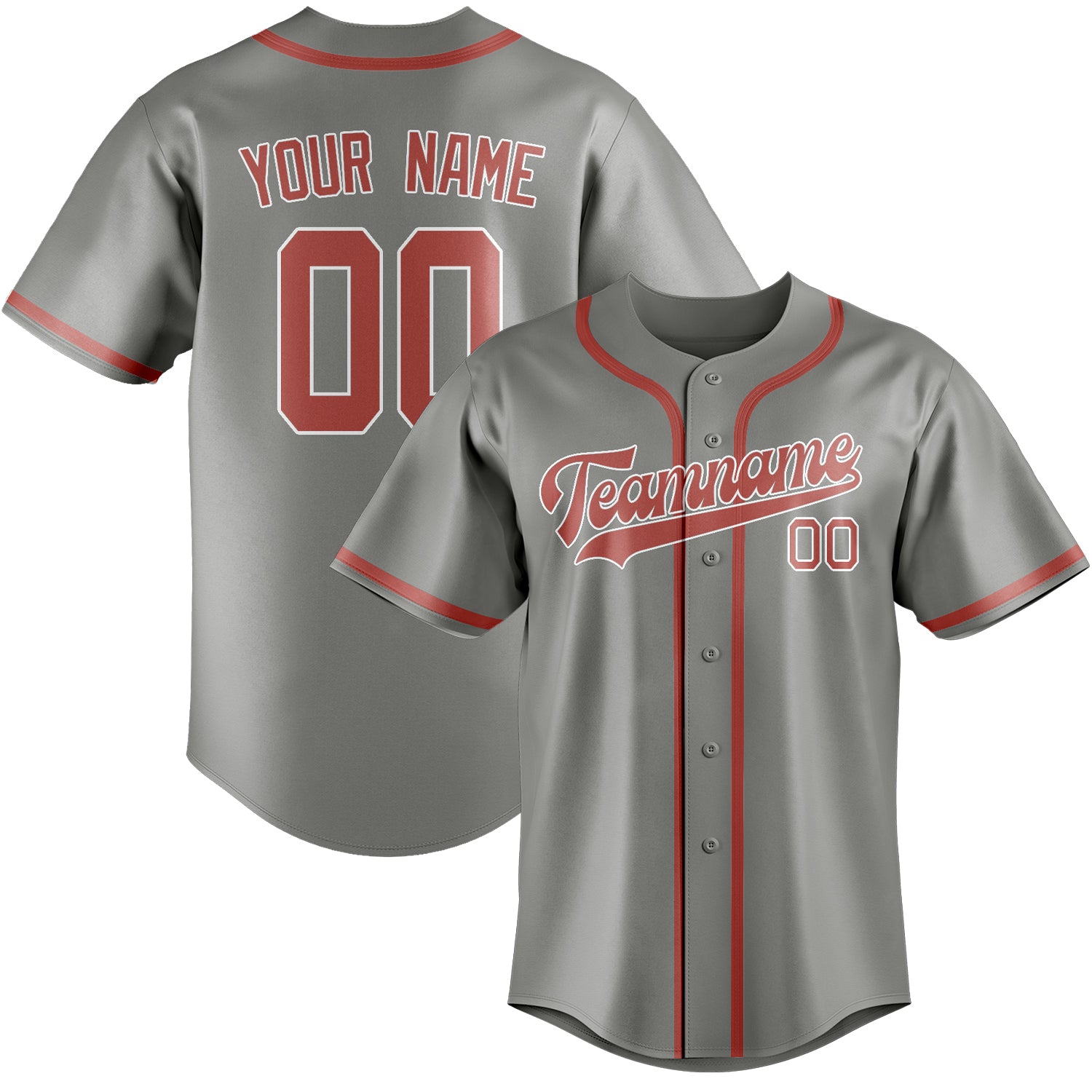 Custom Gray Copper Rose Baseball Jersey