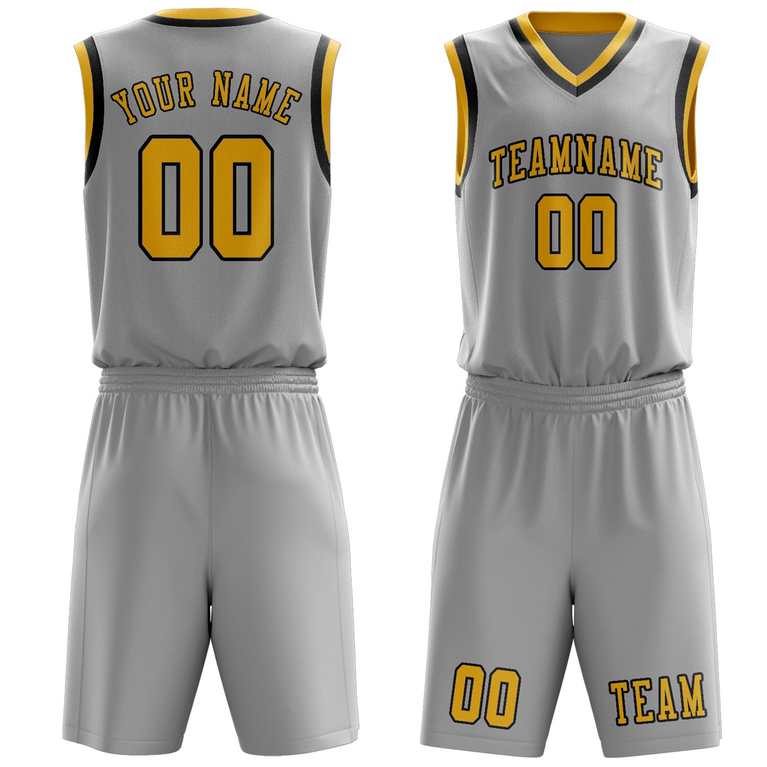 Custom Gray Gold Basketball Set
