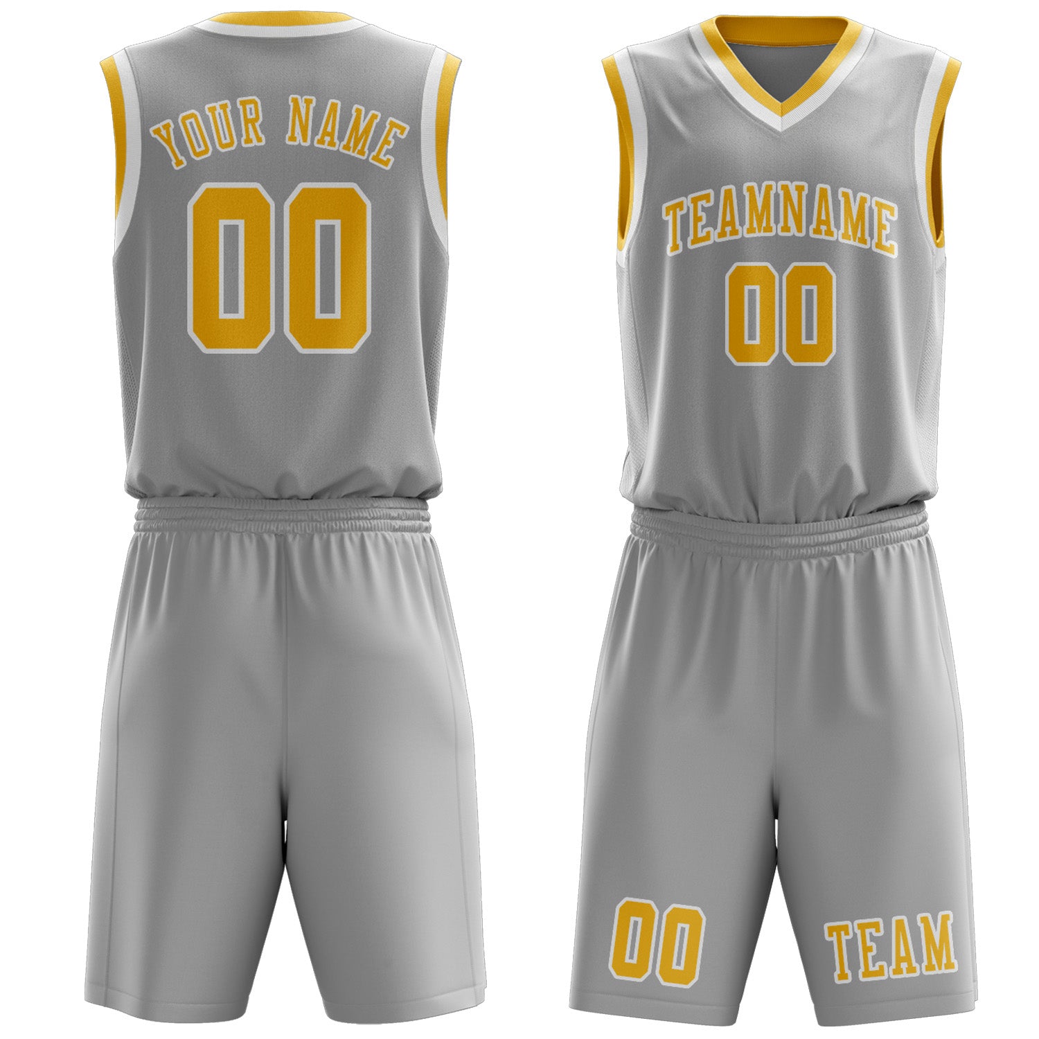 Custom Gray Gold Basketball Set