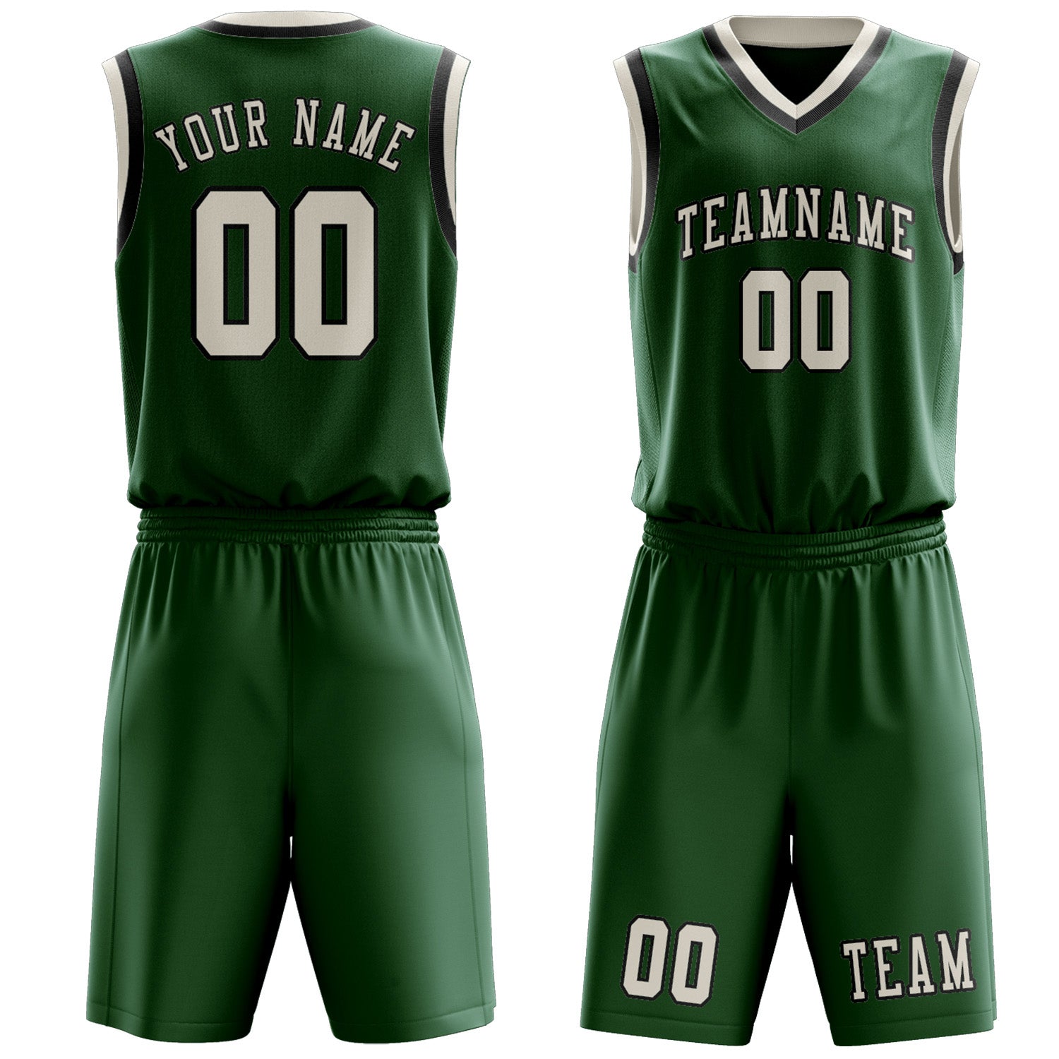 Custom Green Cream Basketball Set