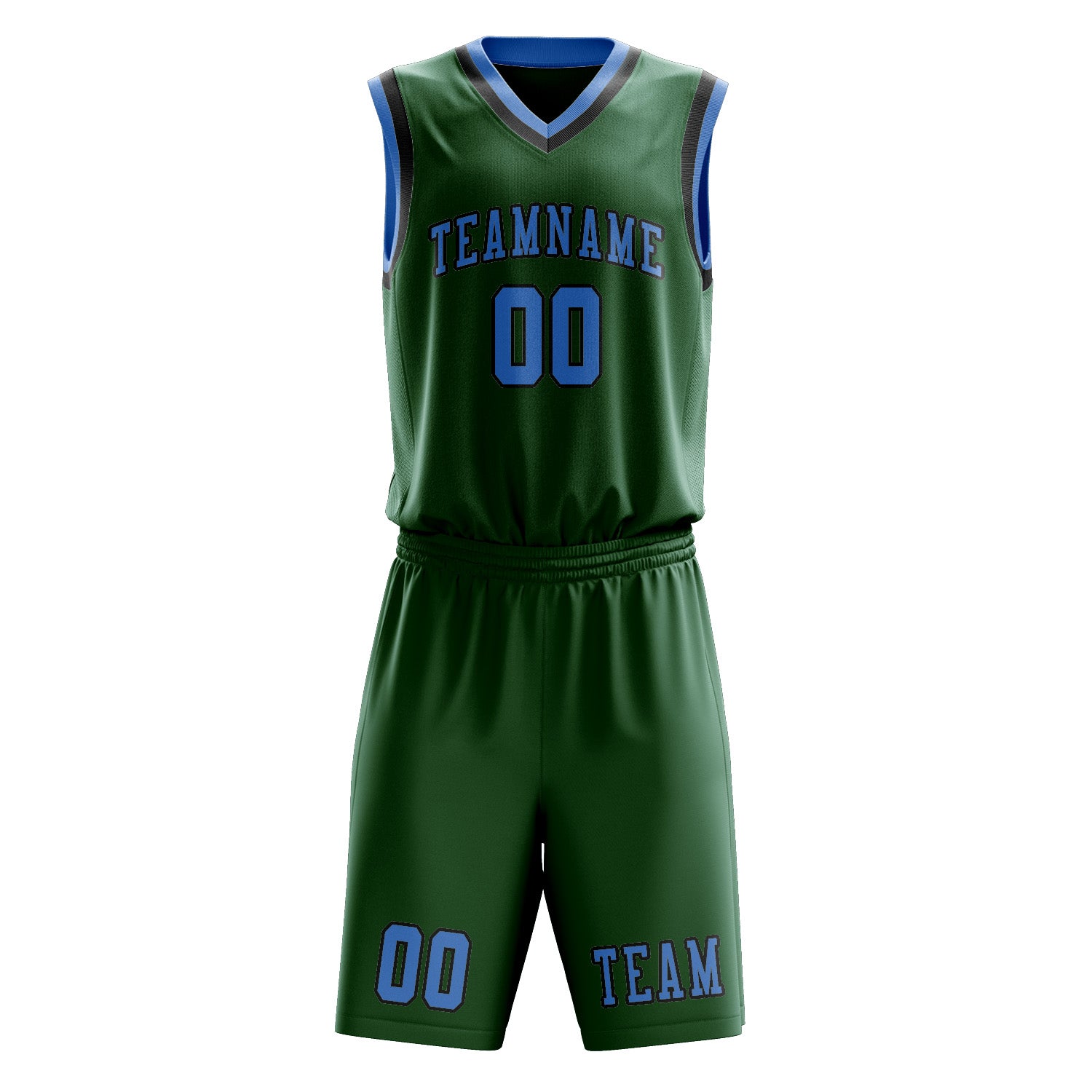 Custom Green Light Blue Basketball Set