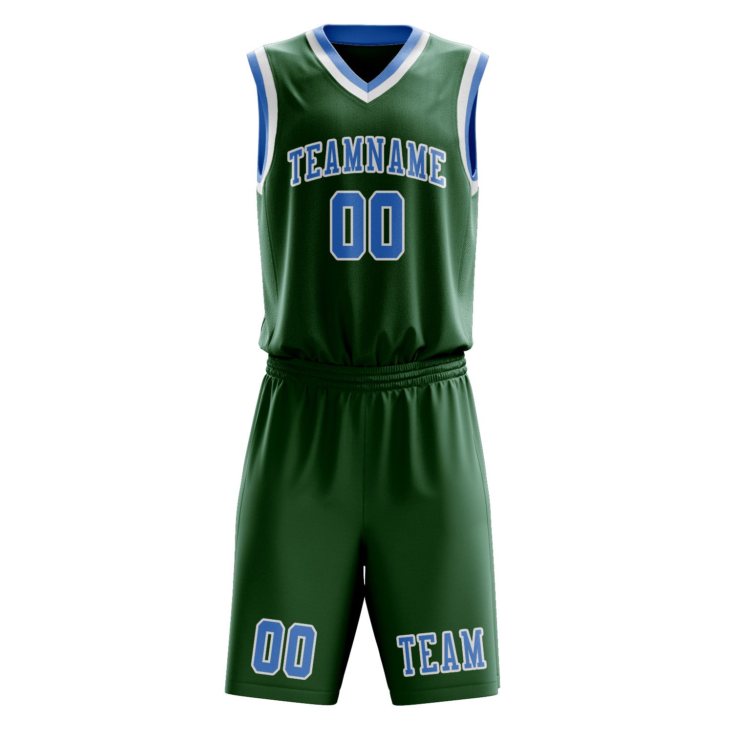 Custom Green Light Blue Basketball Set