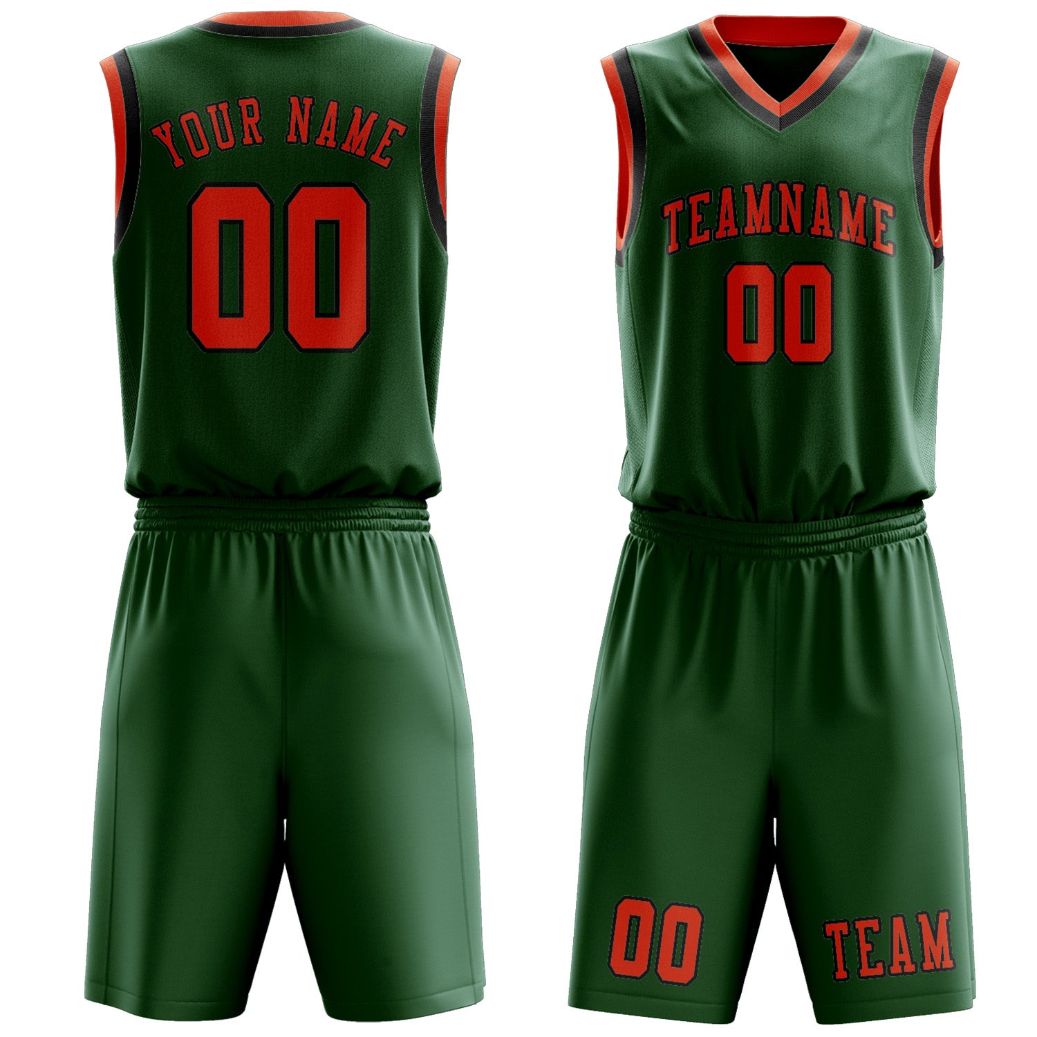 Custom Green Orange Red Basketball Set