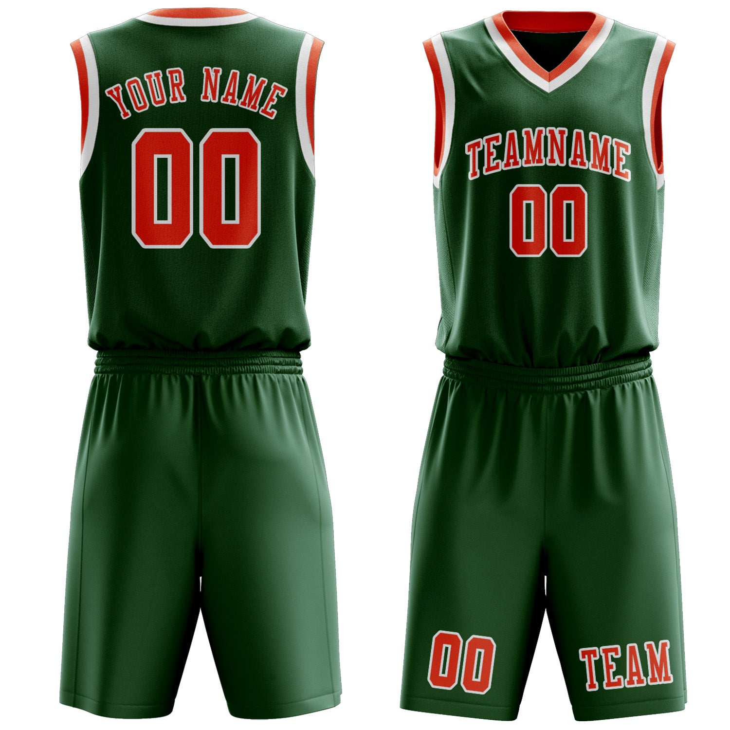 Custom Green Orange Red Basketball Set