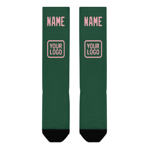 Custom Green Light Pink Knee-High Sock