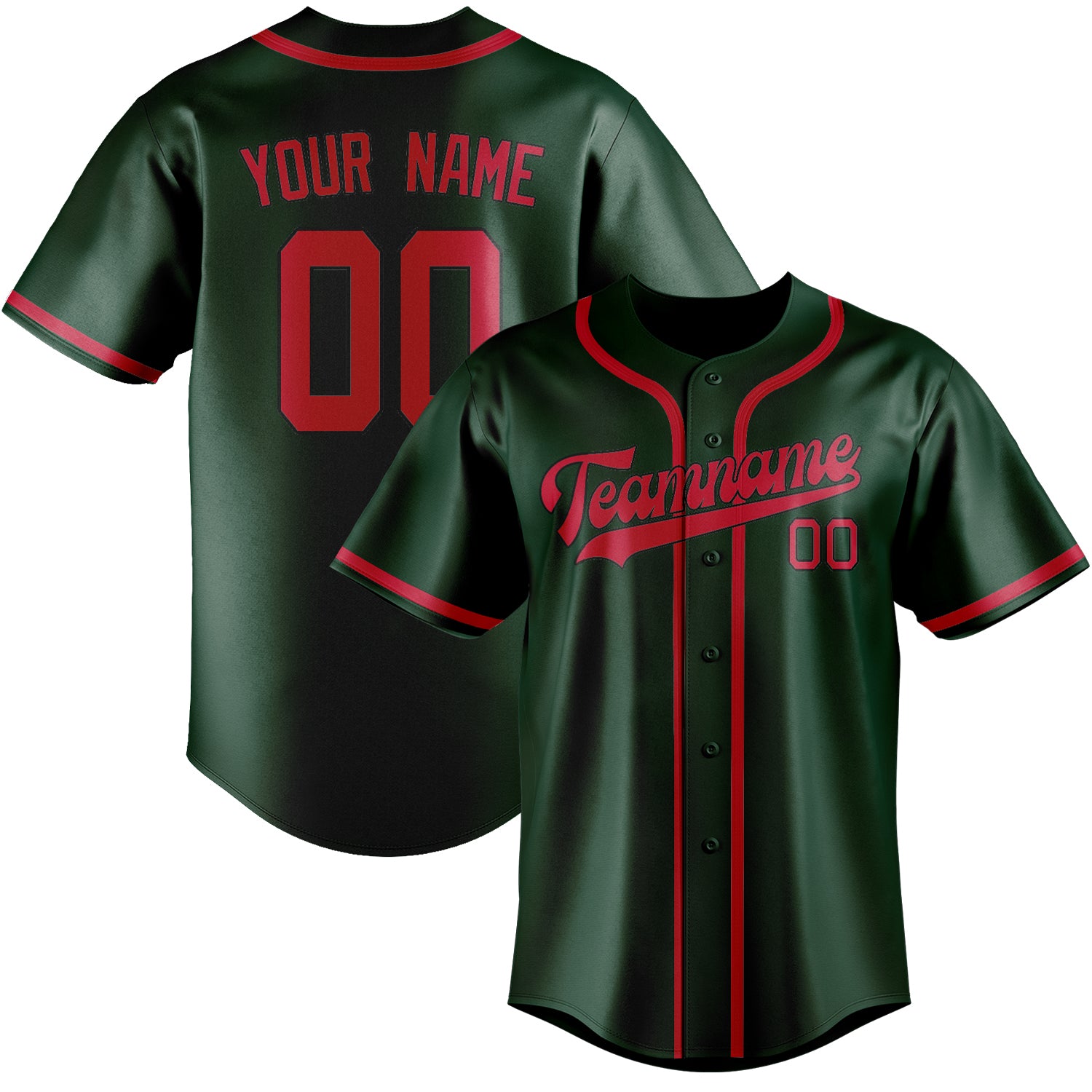 Custom Green Red Baseball Jersey