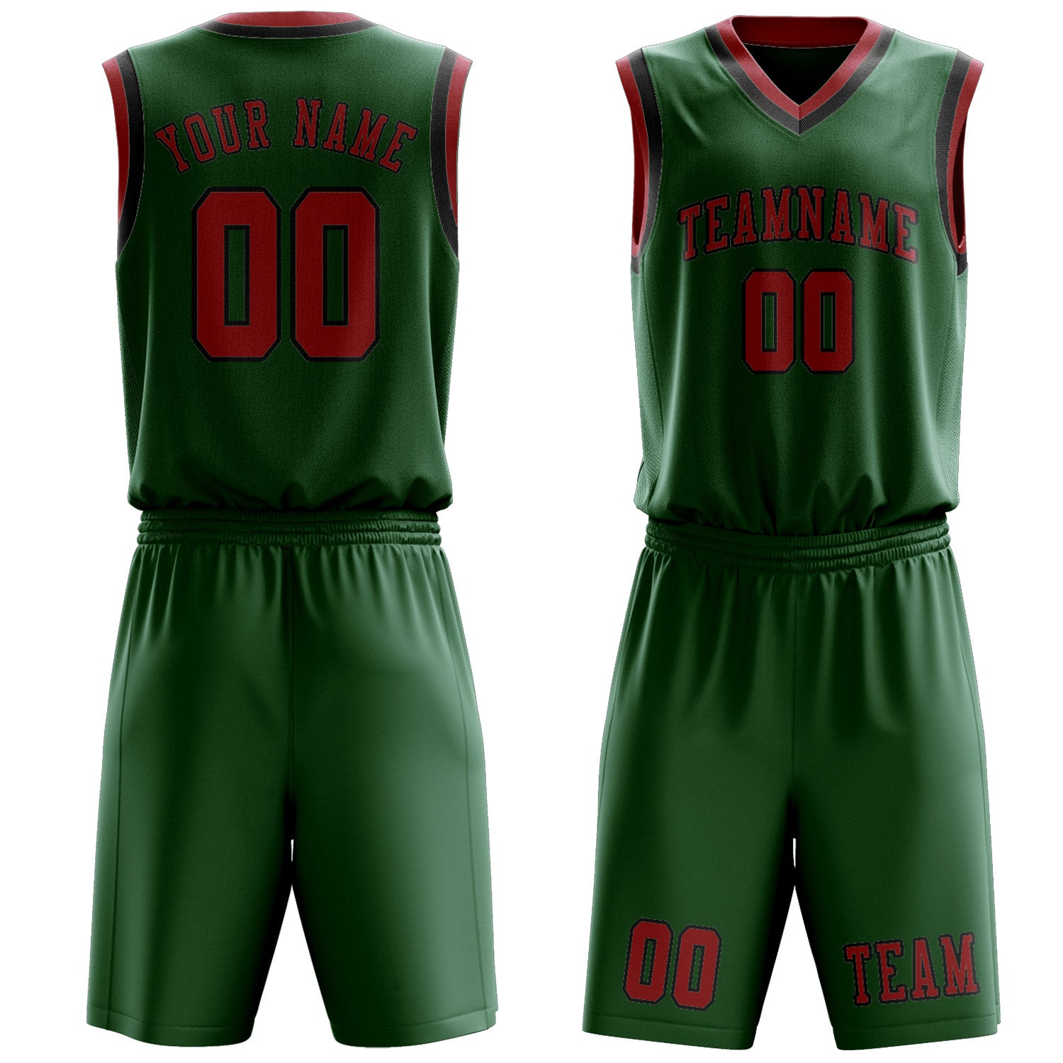 Custom Green Red Basketball Set