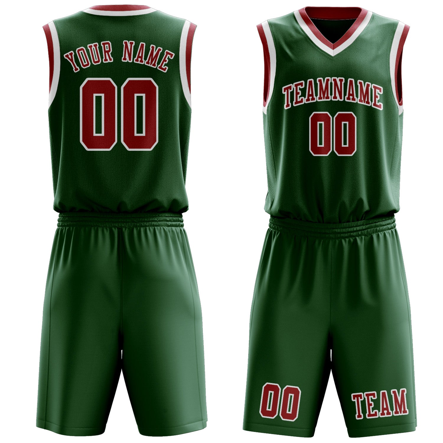 Custom Green Red Basketball Set