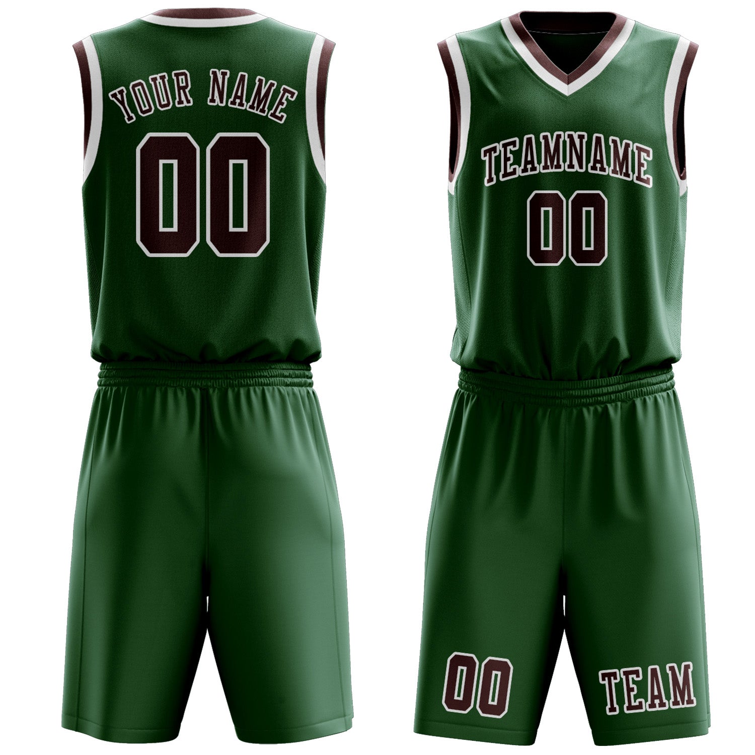 Custom Green Crimson Red Basketball Set
