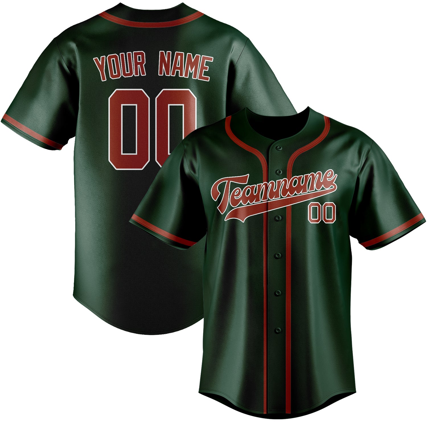 Custom Green Coral Red Baseball Jersey