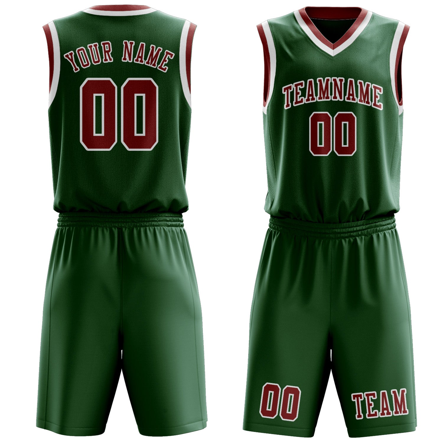 Custom Green Coral Red Basketball Set