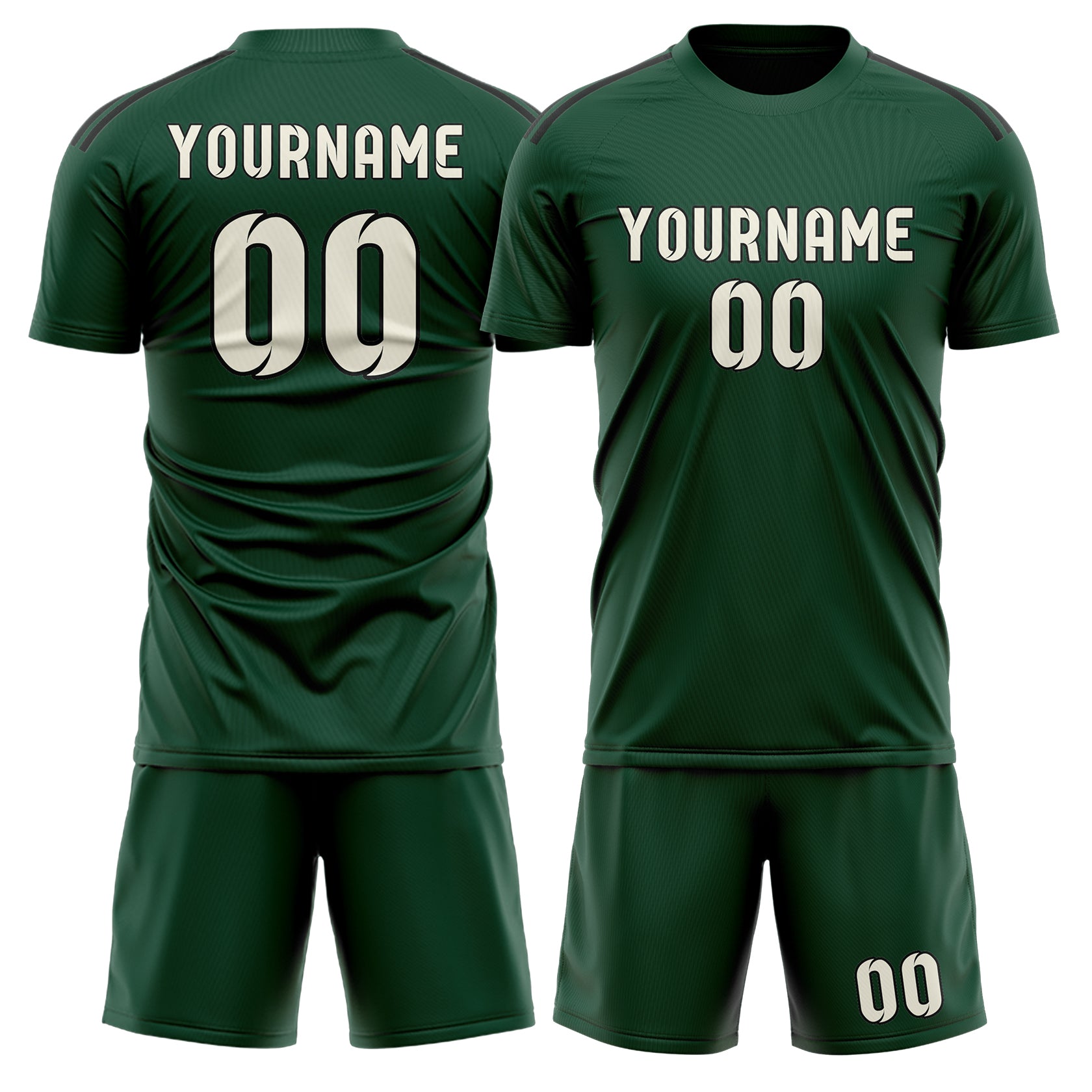 Custom Green Cream Soccer Set