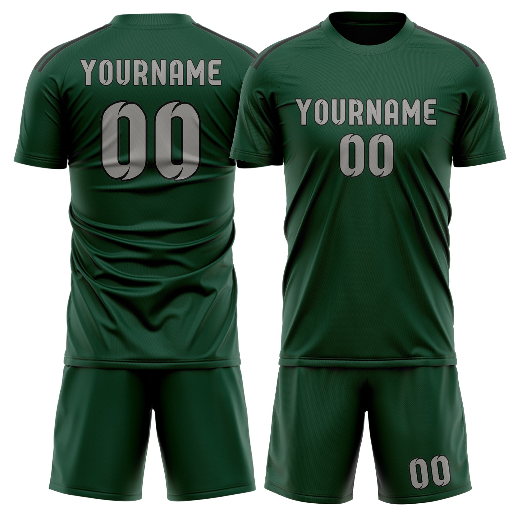 Custom Green Gray Soccer Set