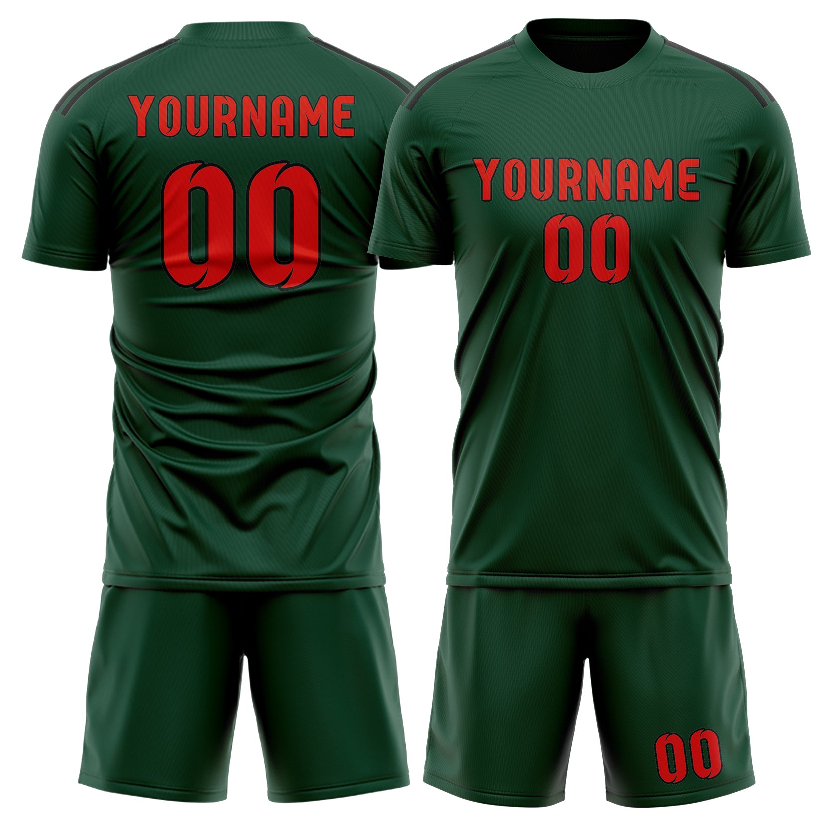 Custom Green Orange Red Soccer Set