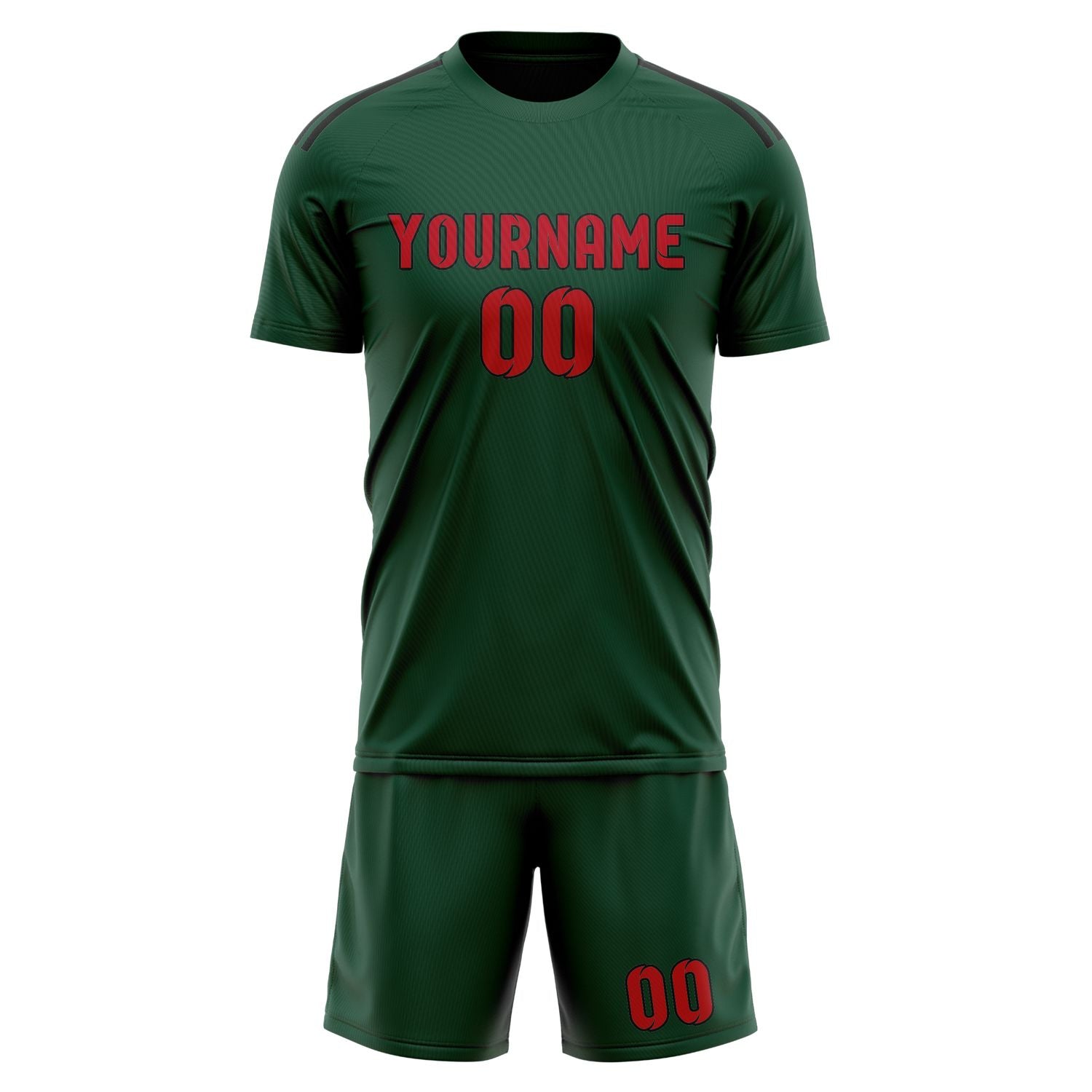 Custom Green Red Soccer Set
