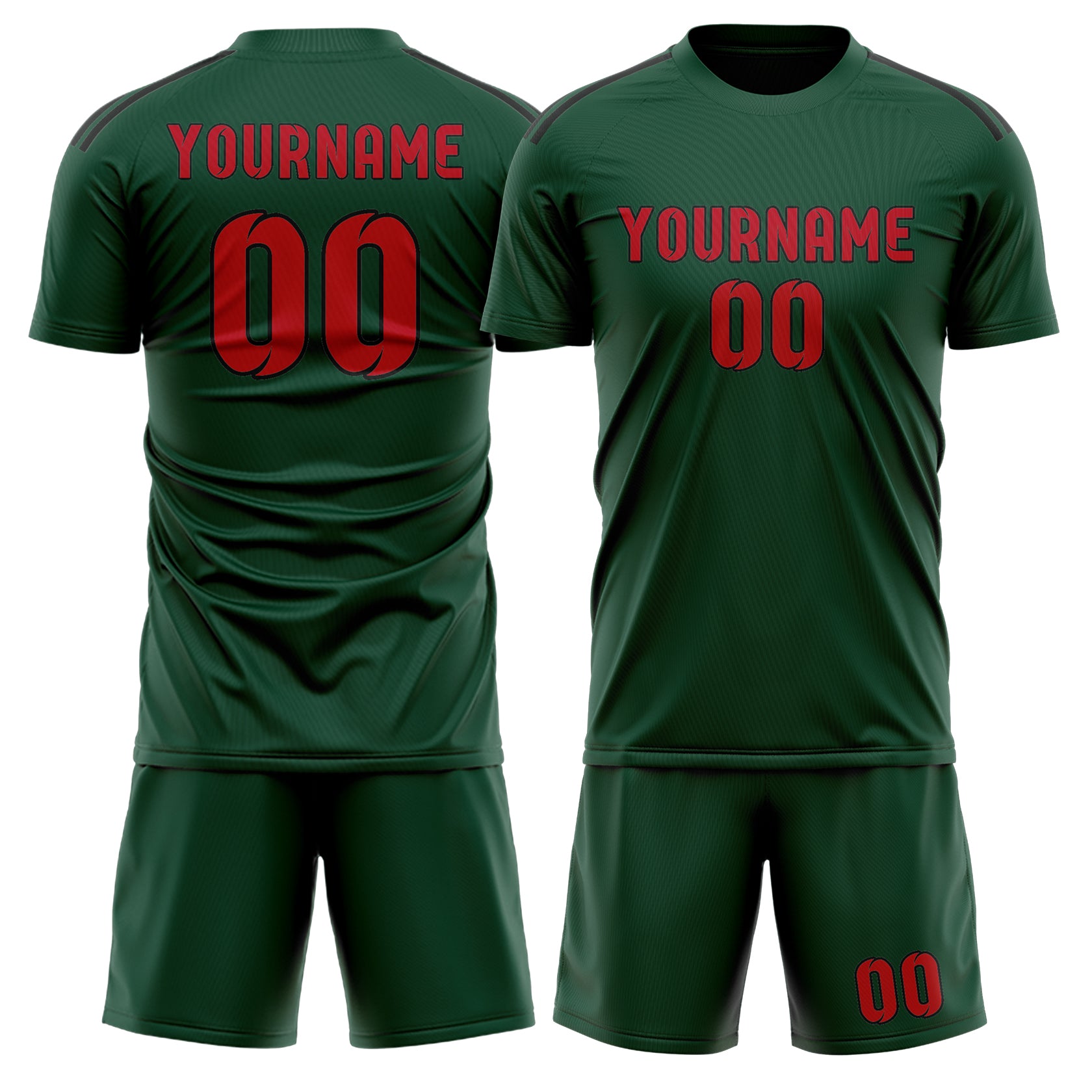 Custom Green Red Soccer Set
