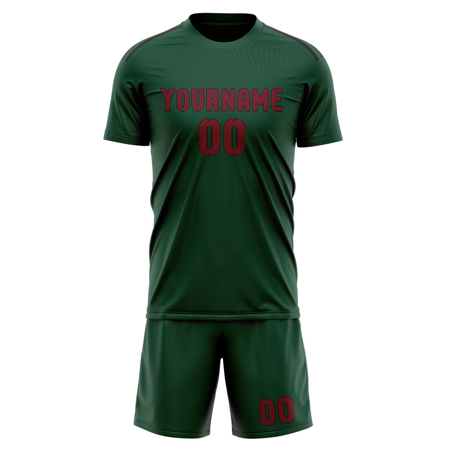 Custom Green Crimson Red Soccer Set