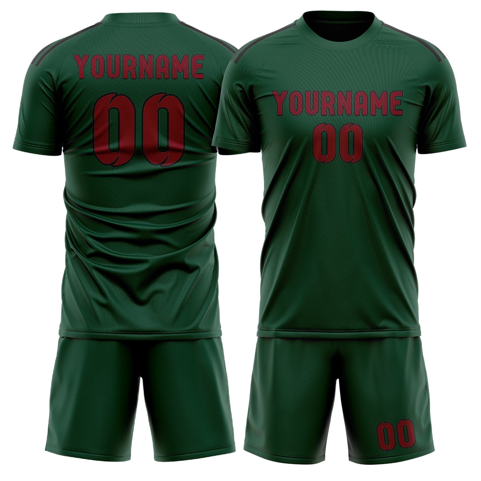 Custom Green Crimson Red Soccer Set