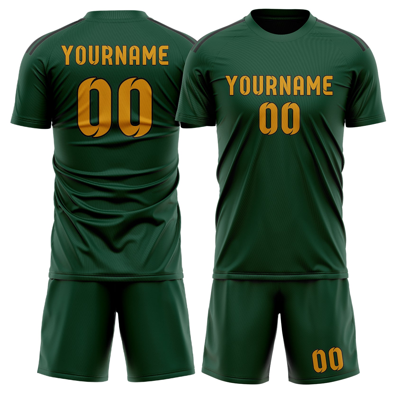 Custom Green Yellow Soccer Set