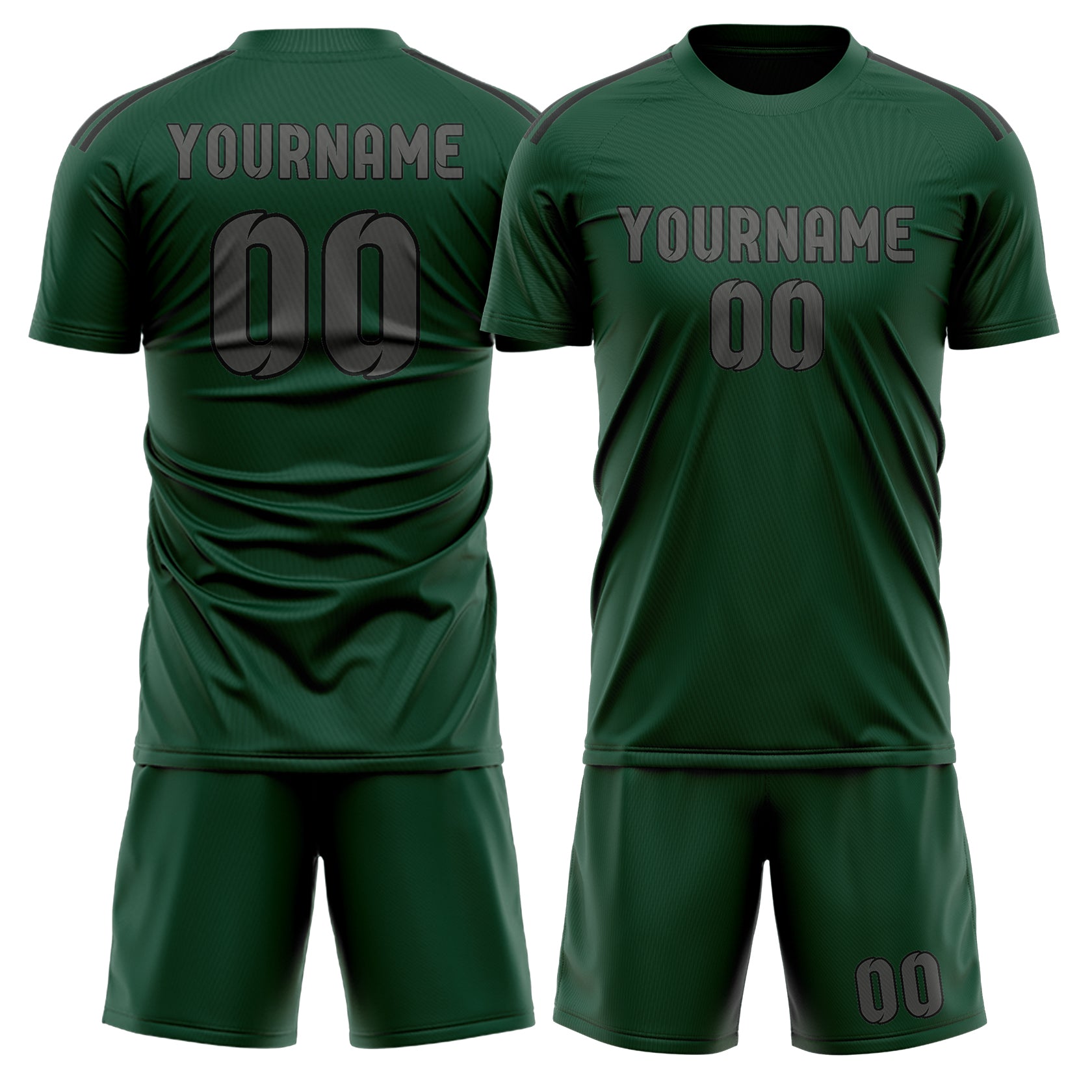 Custom Green Dark Grey Soccer Set