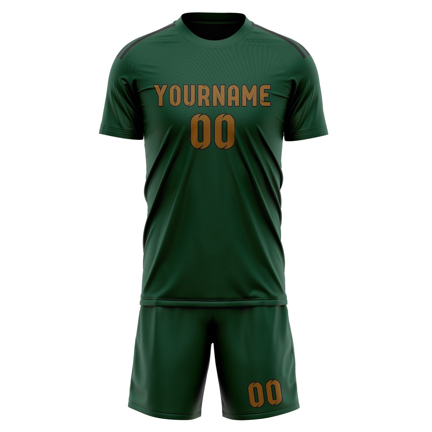 Custom Green Khaki Soccer Set