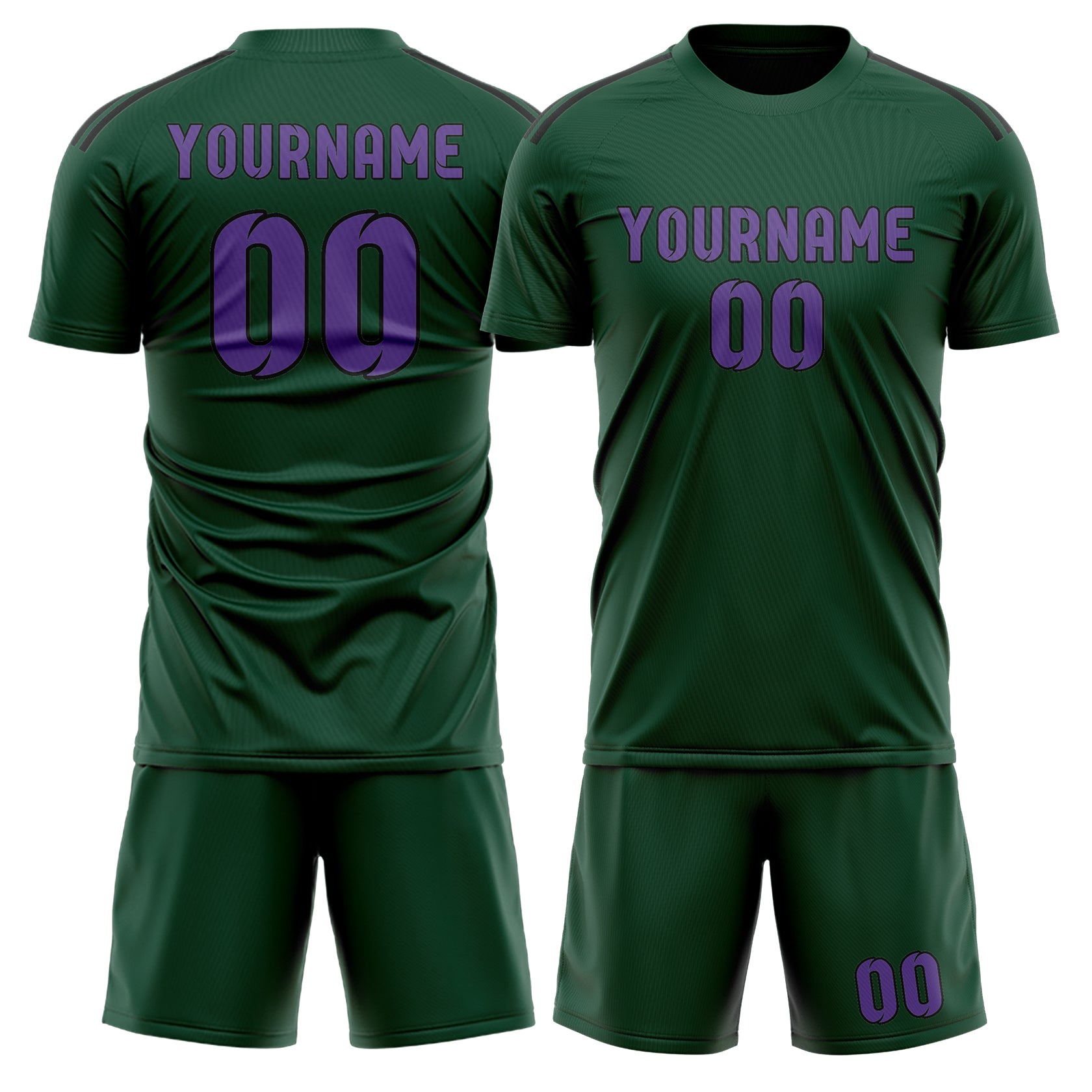 Custom Green Light Purple Soccer Set