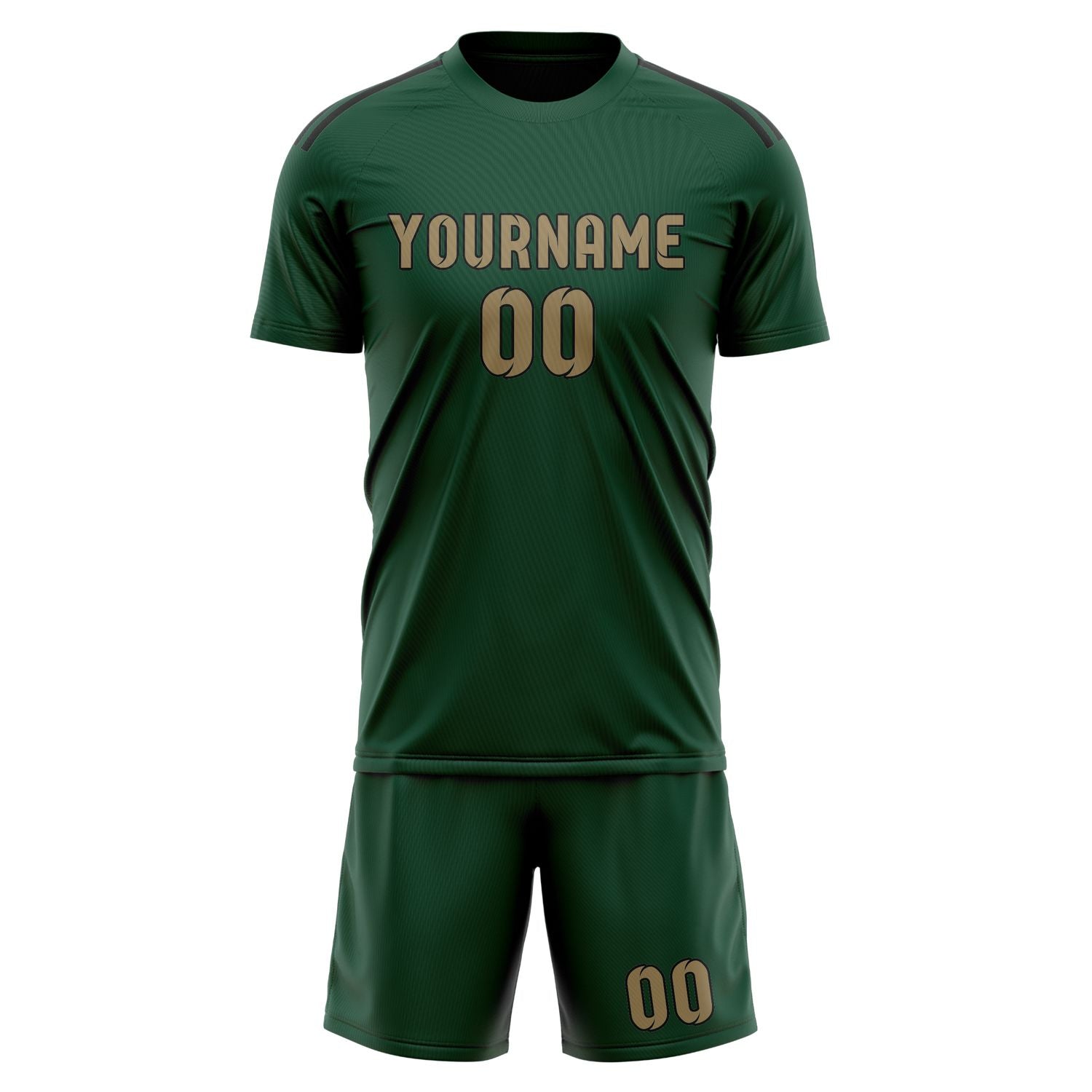 Custom Green Light Khaki Soccer Set