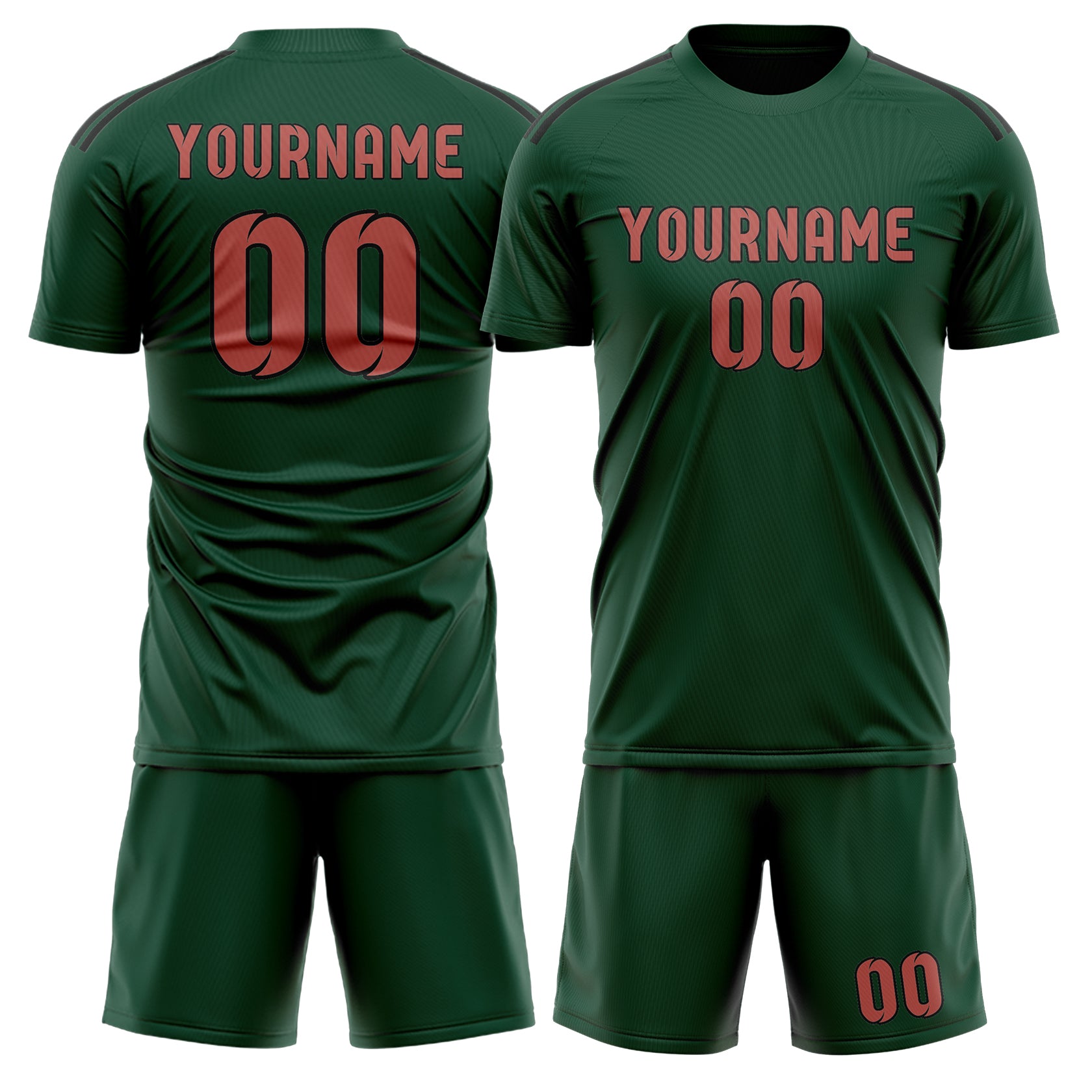 Custom Green Copper Rose Soccer Set