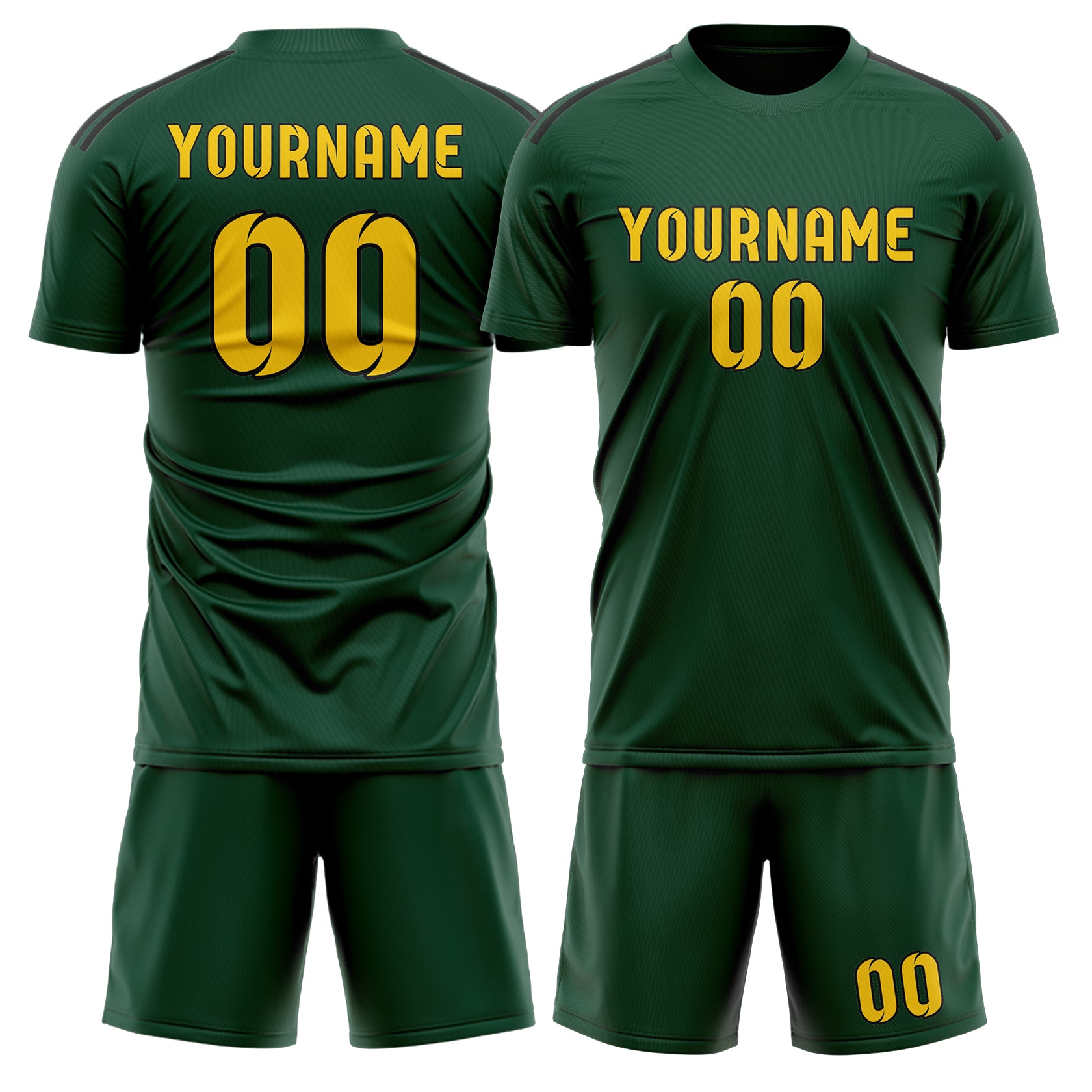 Custom Green Gold Soccer Set