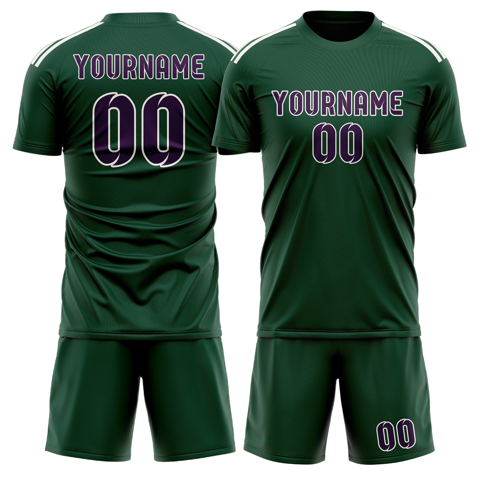 Custom Green Purple Soccer Set