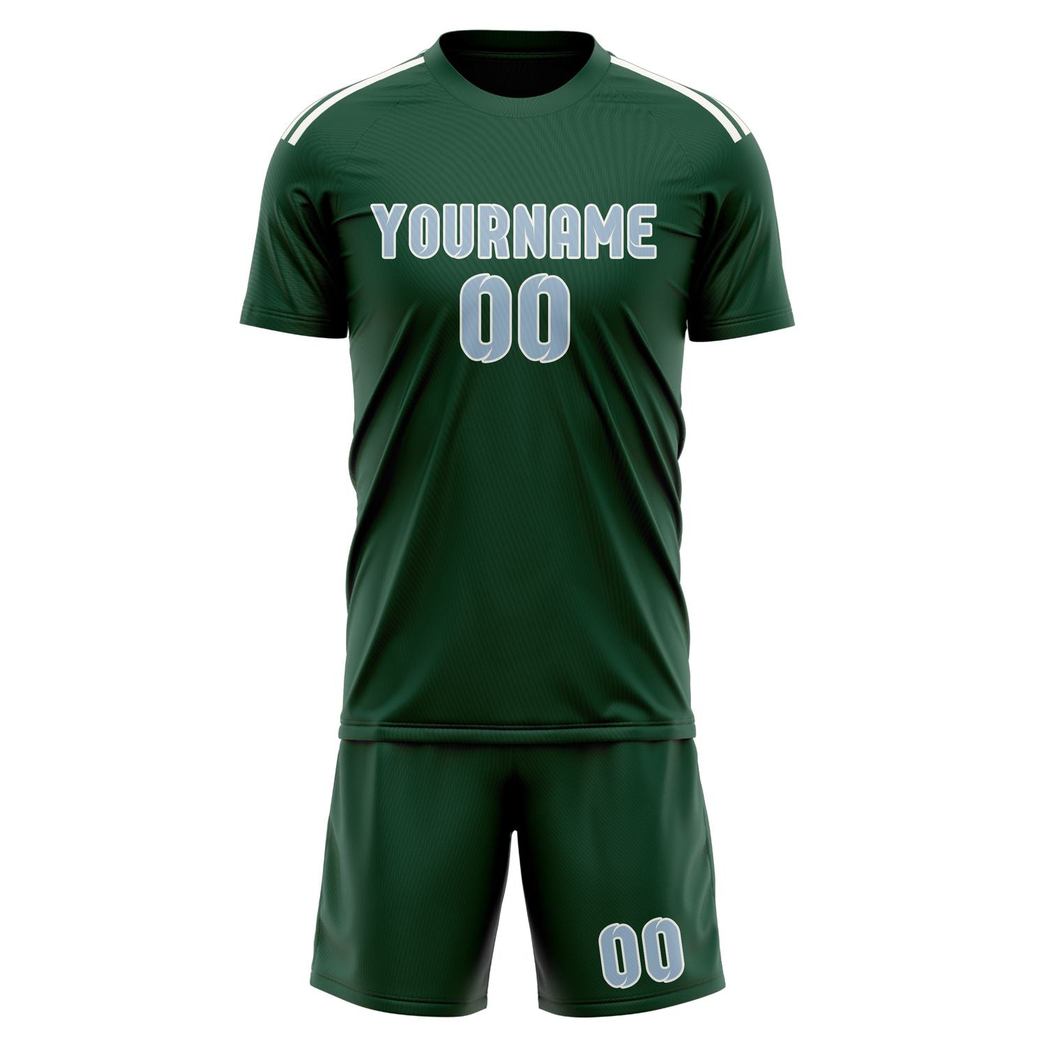 Custom Green Light Blue Soccer Set