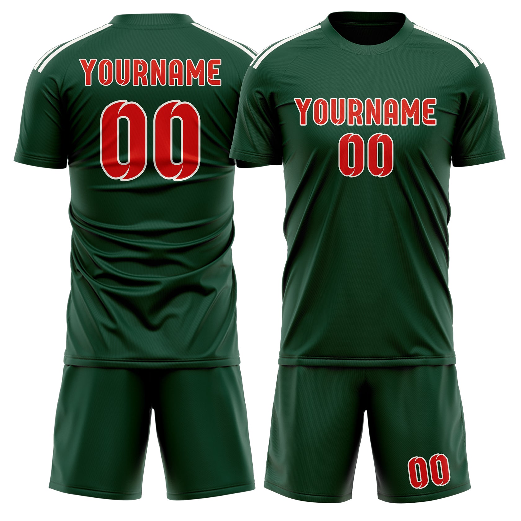 Custom Green Orange Red Soccer Set