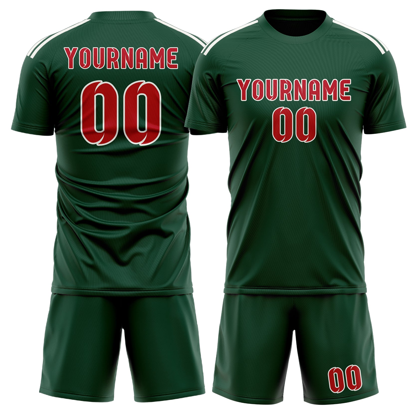 Custom Green Red Soccer Set