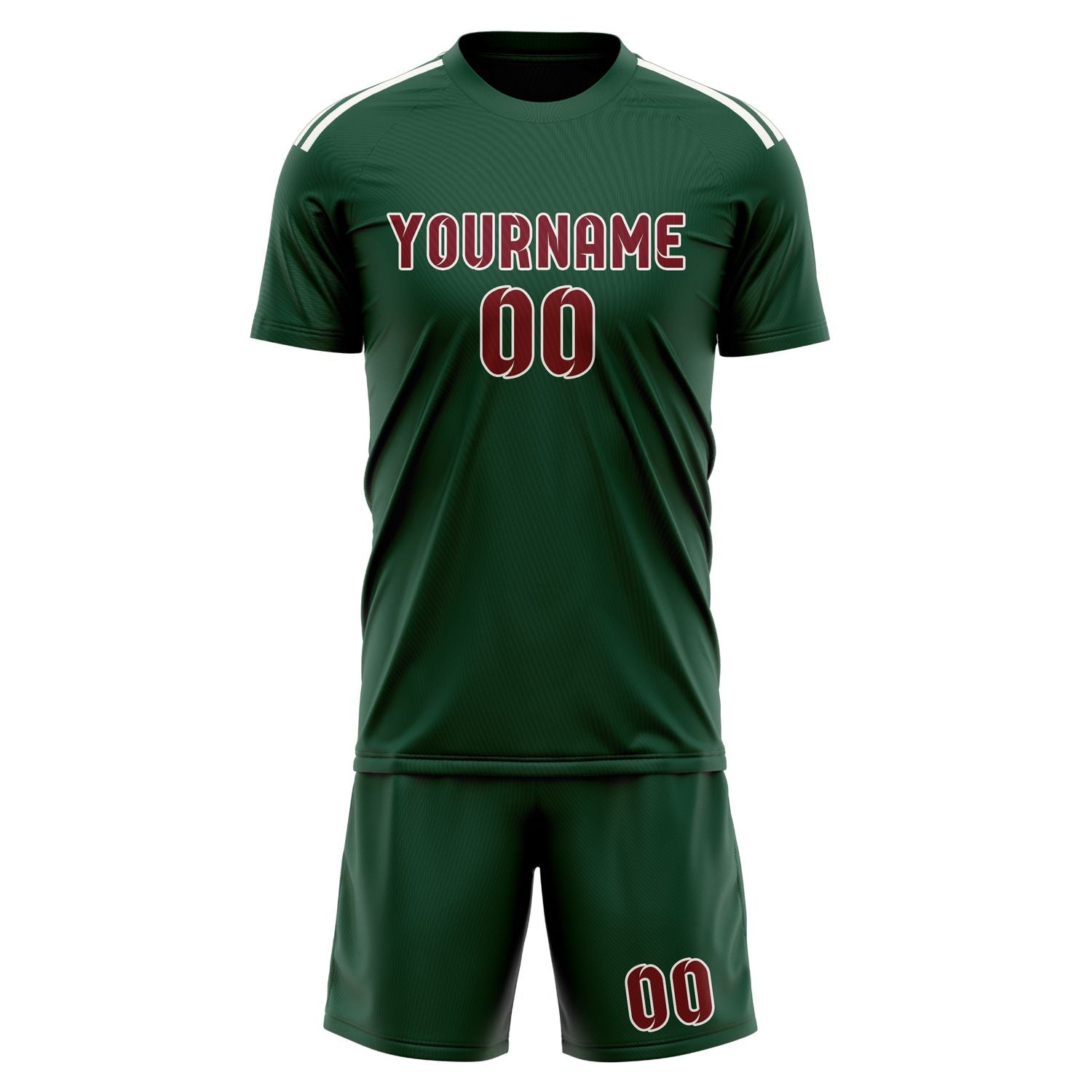 Custom Green Crimson Red Soccer Set