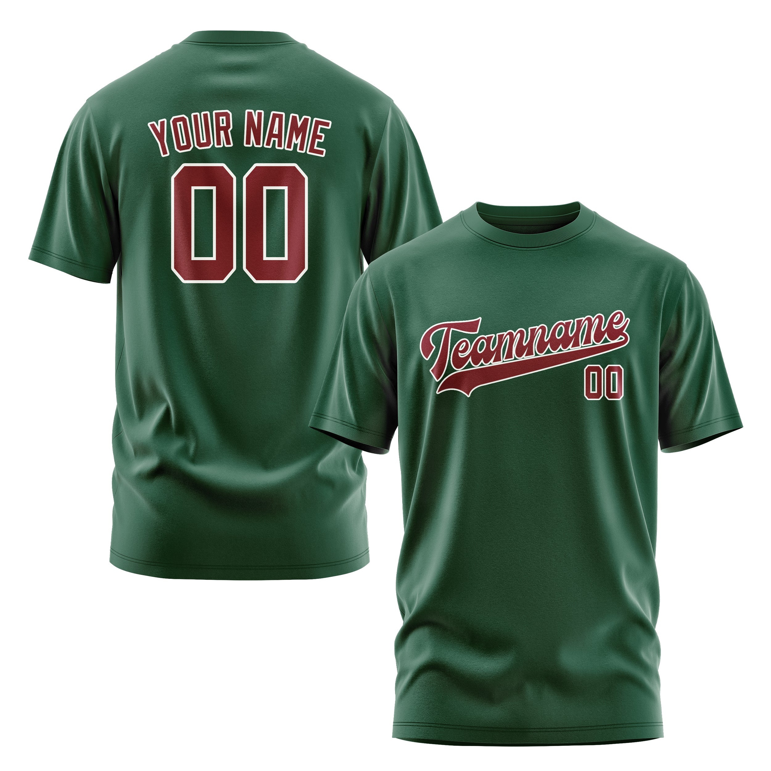 Custom Green Crimson Red T-Shirt