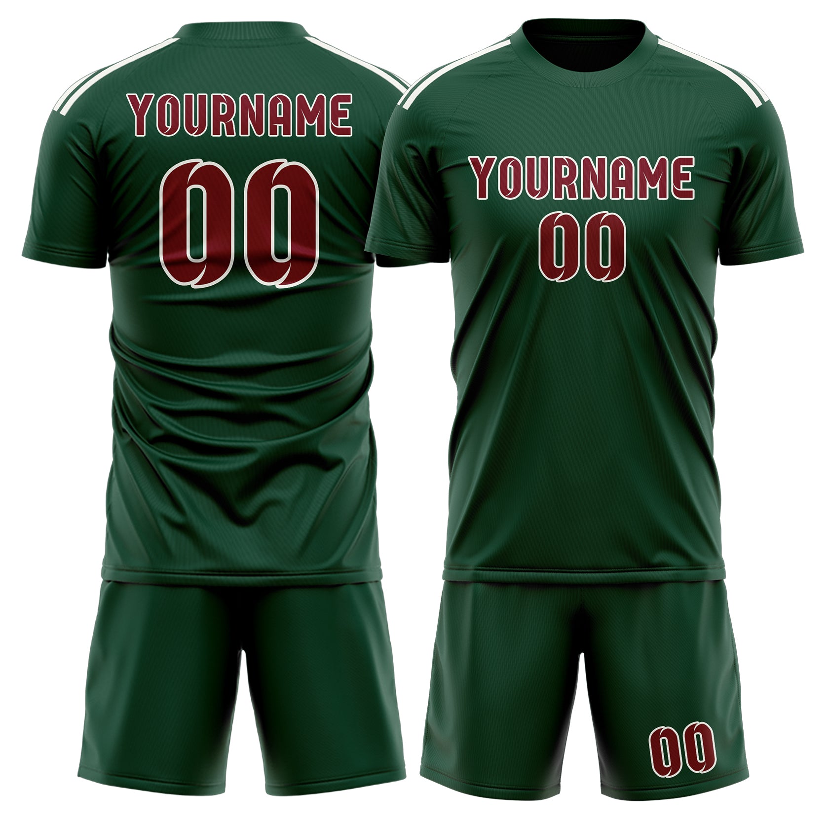 Custom Green Crimson Red Soccer Set