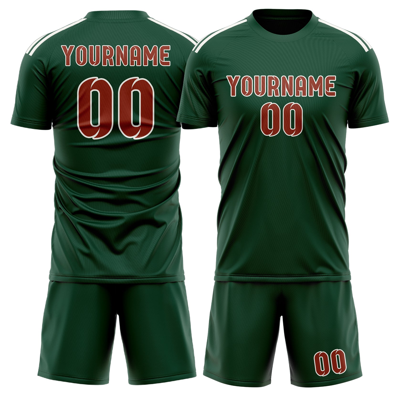 Custom Green Coral Red Soccer Set