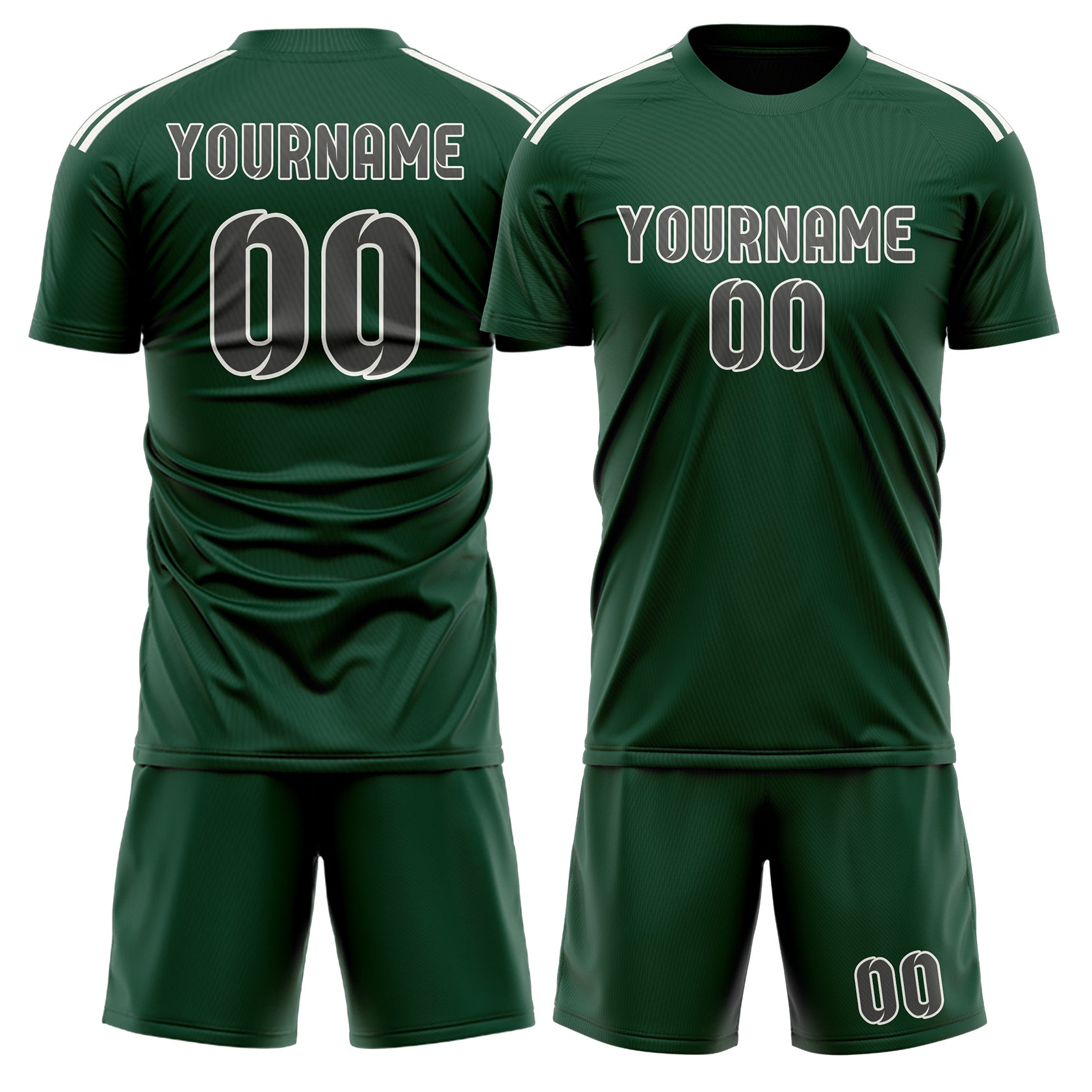 Custom Green Dark Grey Soccer Set
