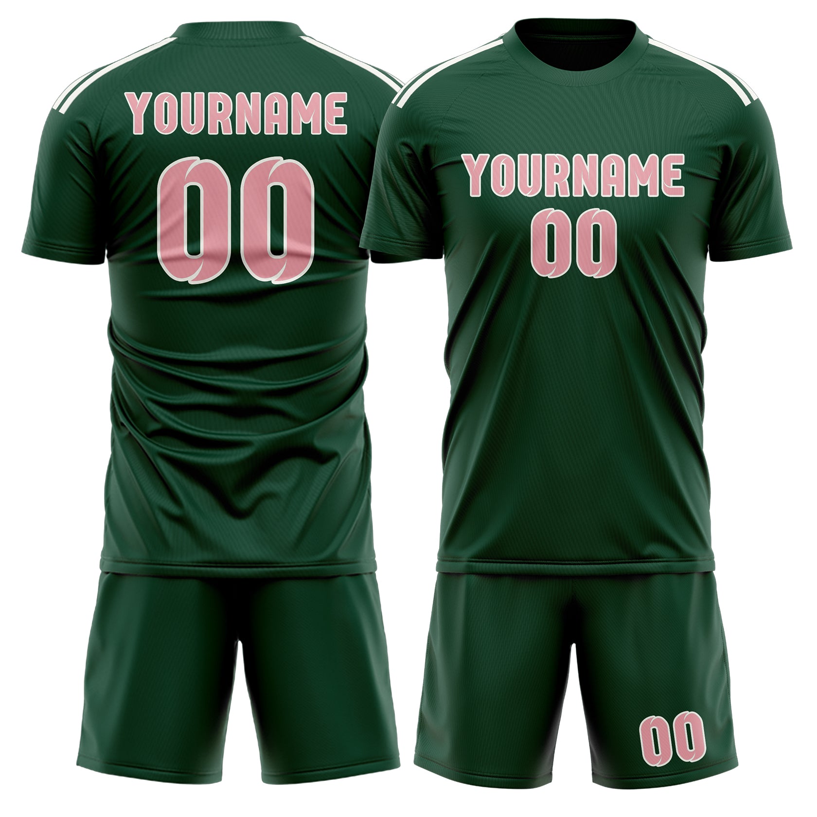 Custom Green Light Pink Soccer Set