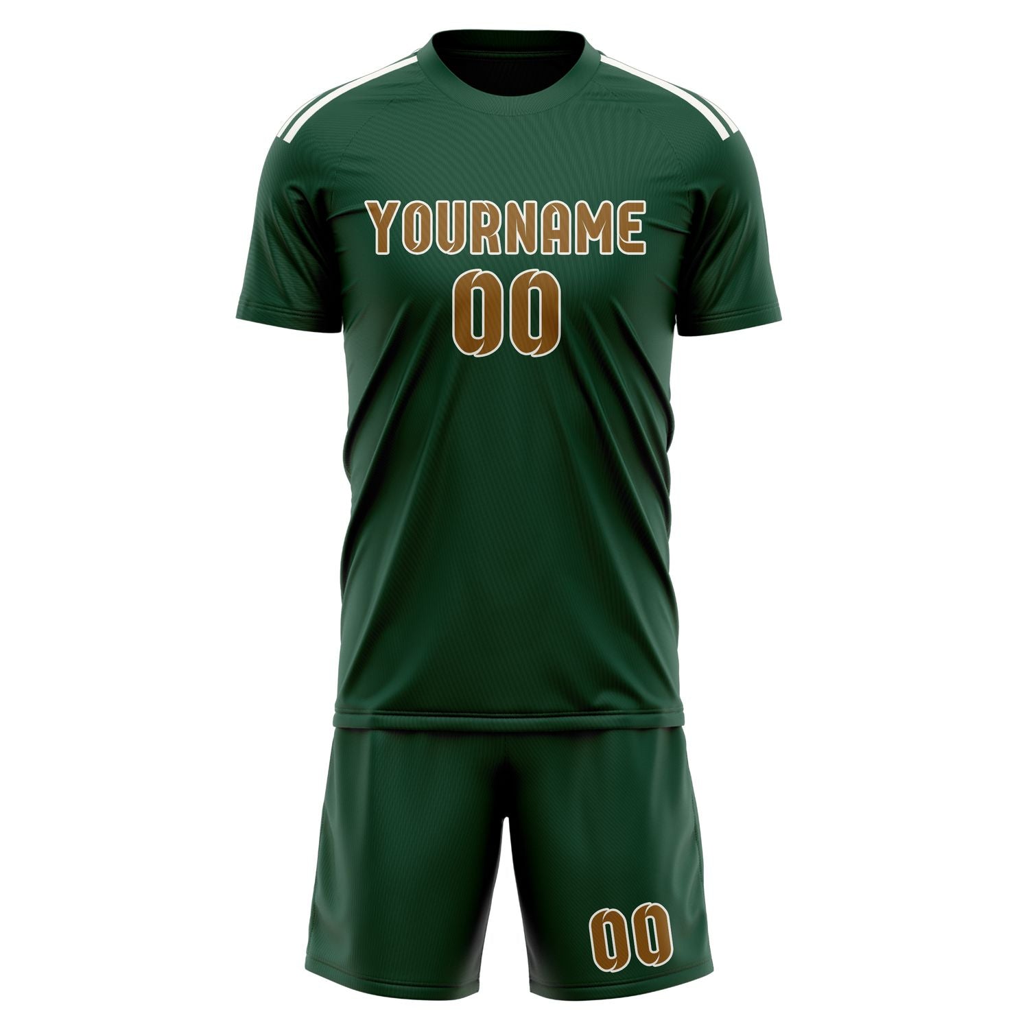 Custom Green Khaki Soccer Set