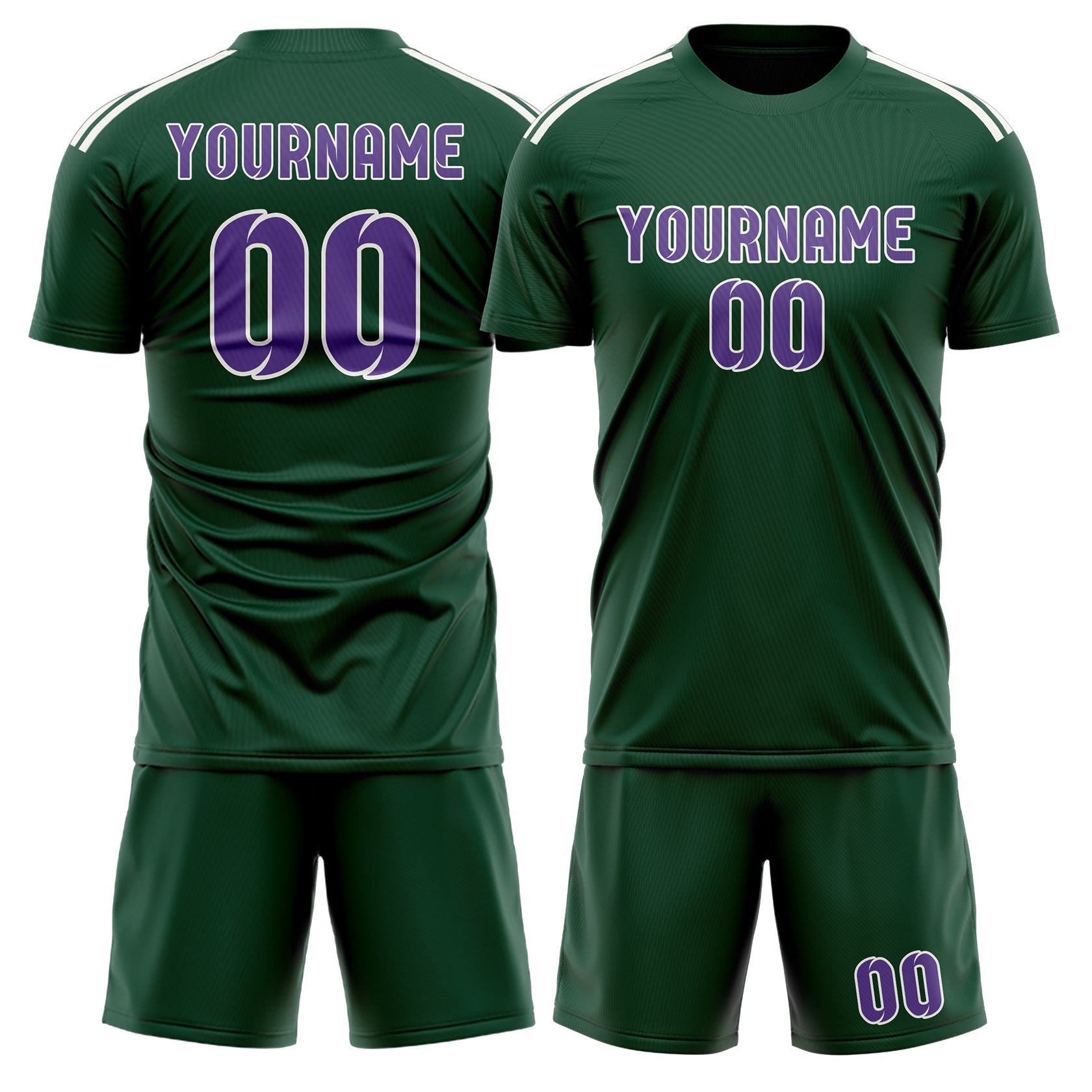 Custom Green Light Purple Soccer Set