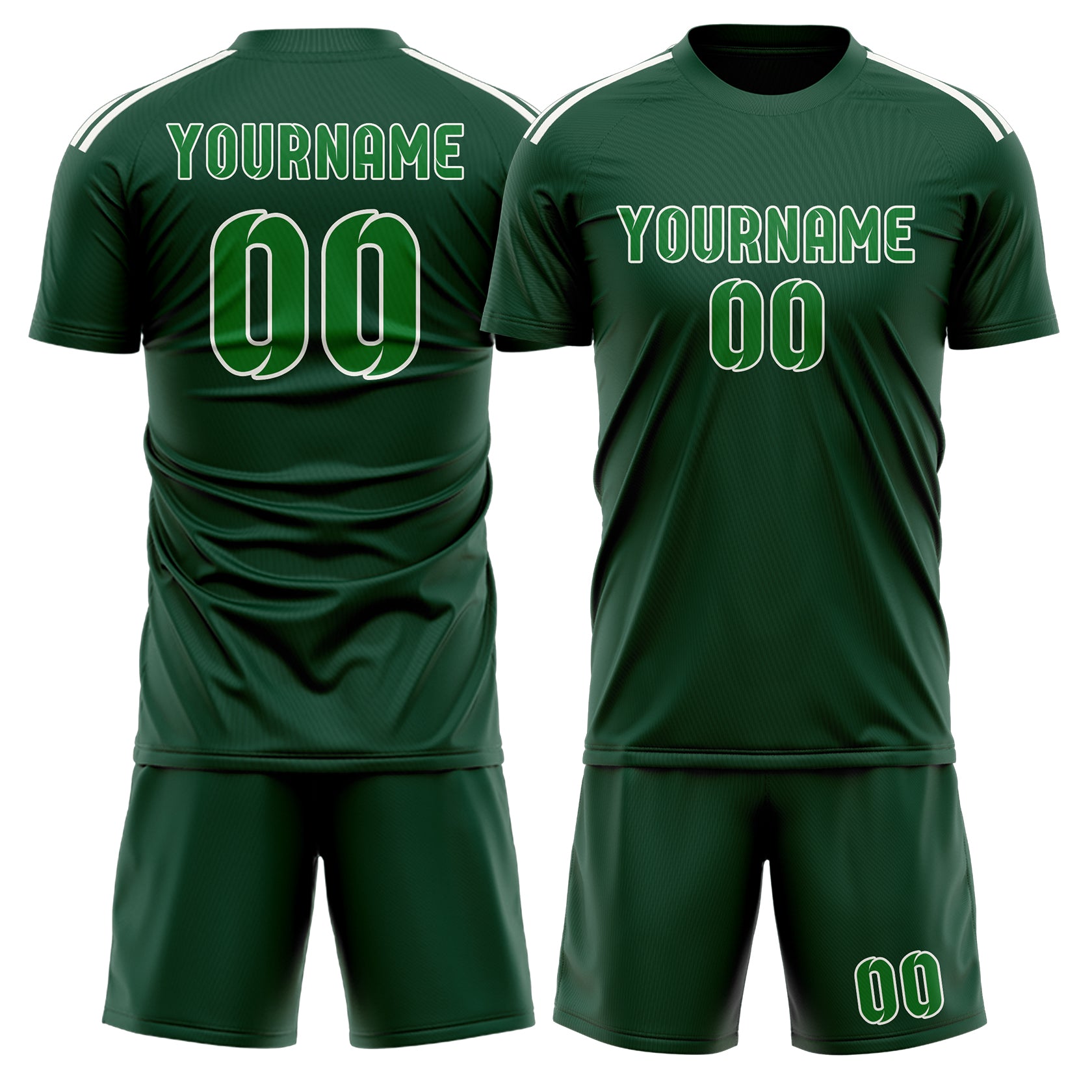 Custom Green Emerald Green Soccer Set