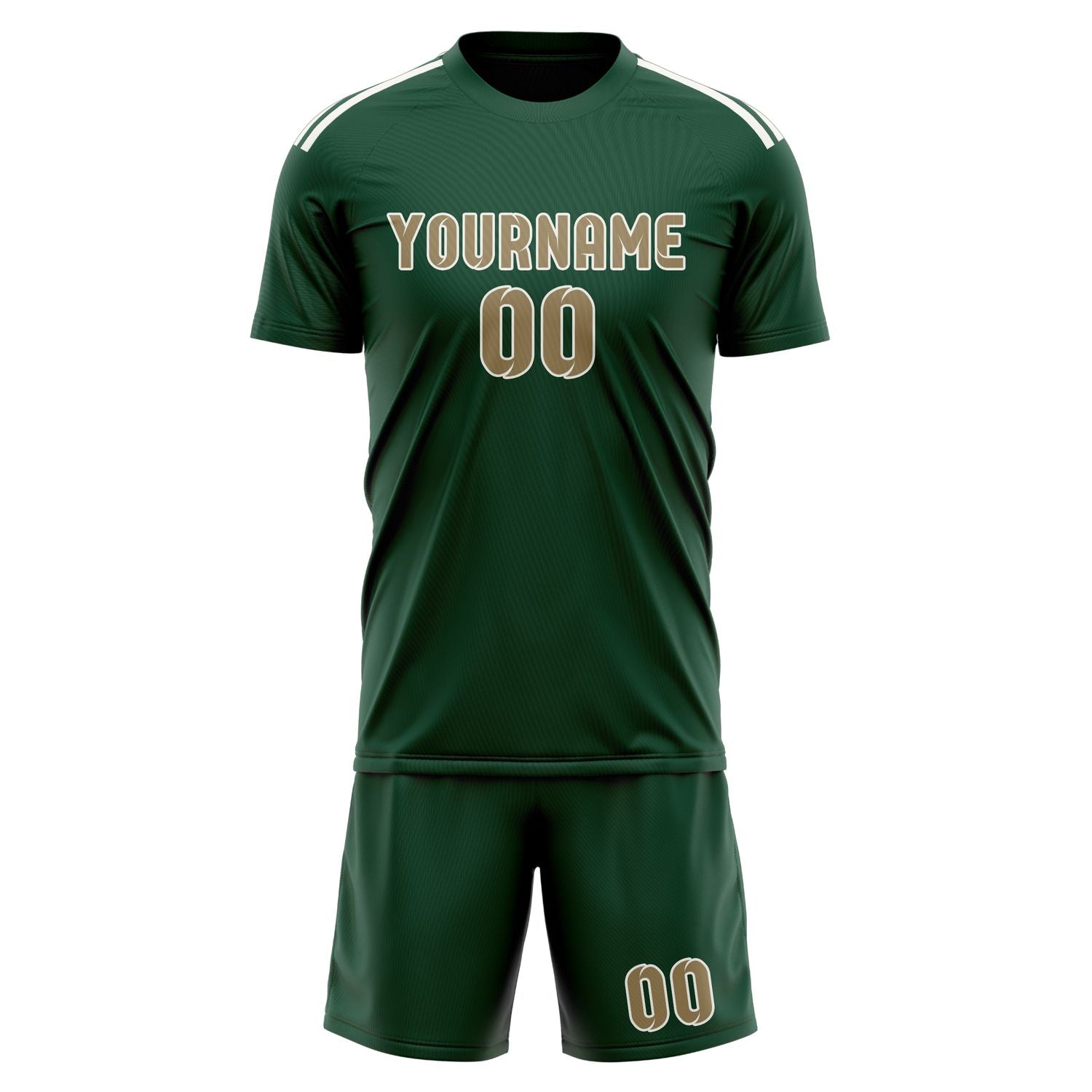 Custom Green Light Khaki Soccer Set