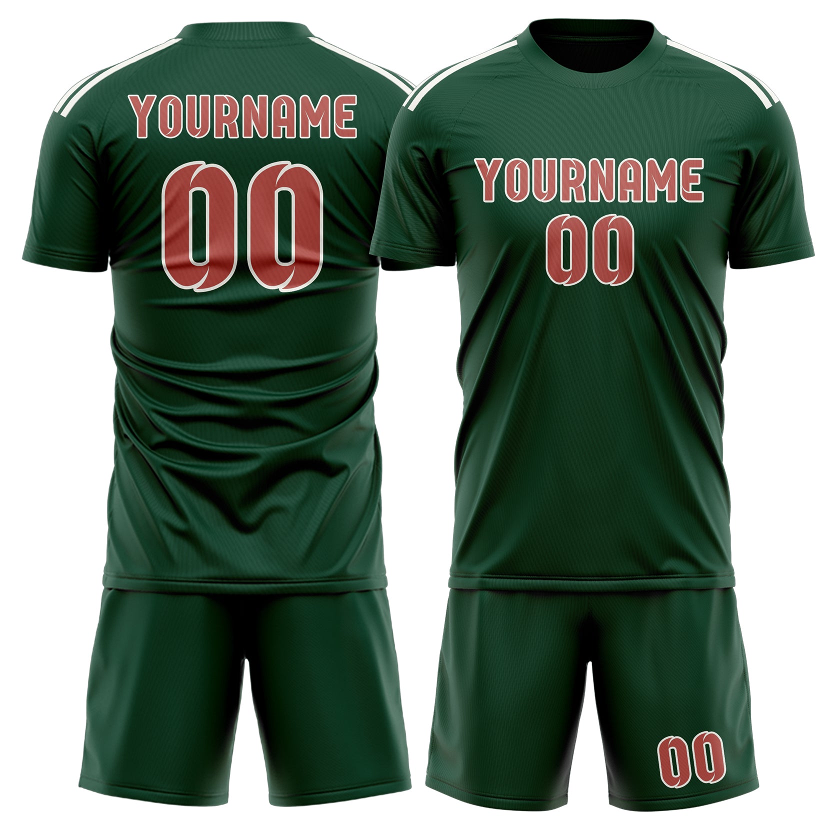 Custom Green Copper Rose Soccer Set