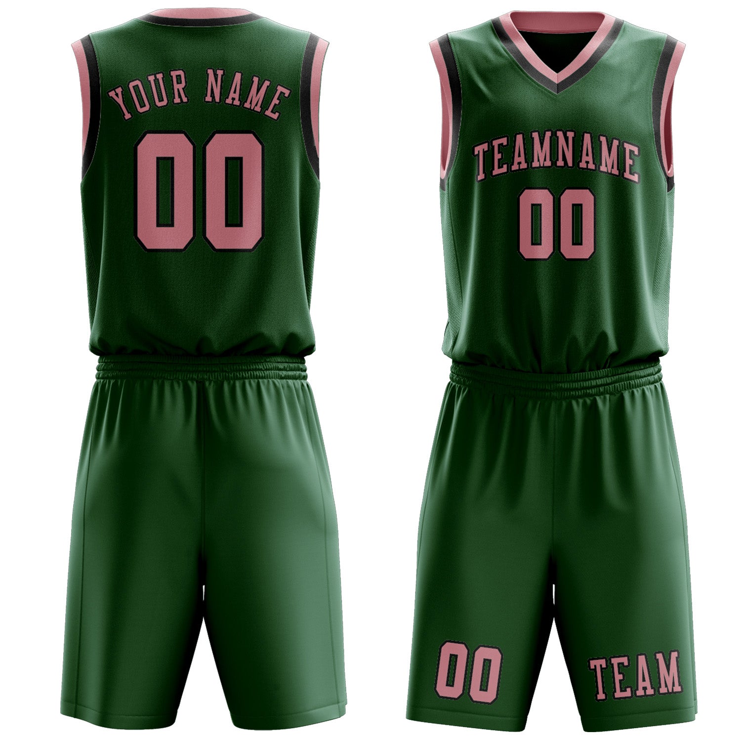 Custom Green Light Pink Basketball Set