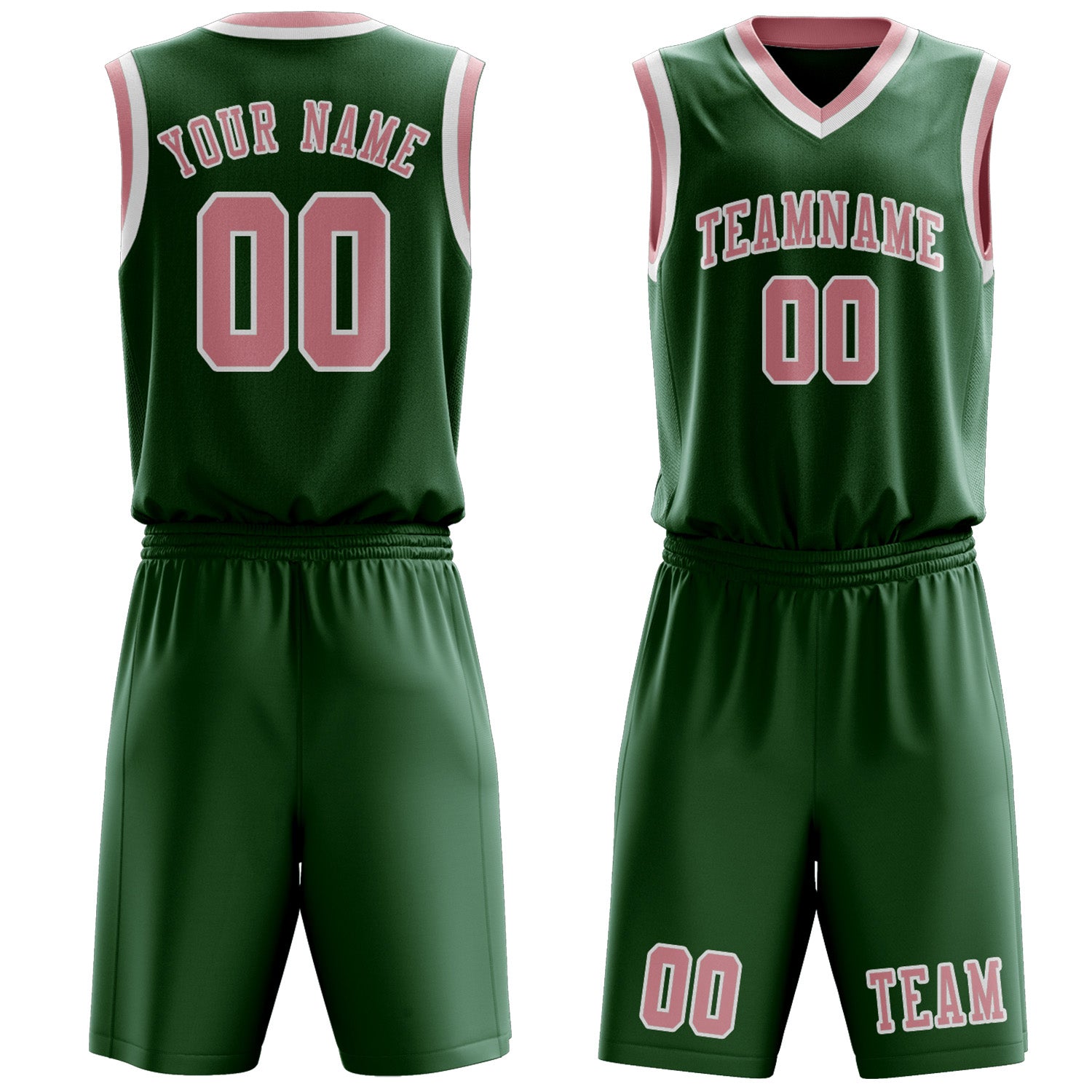 Custom Green Light Pink Basketball Set