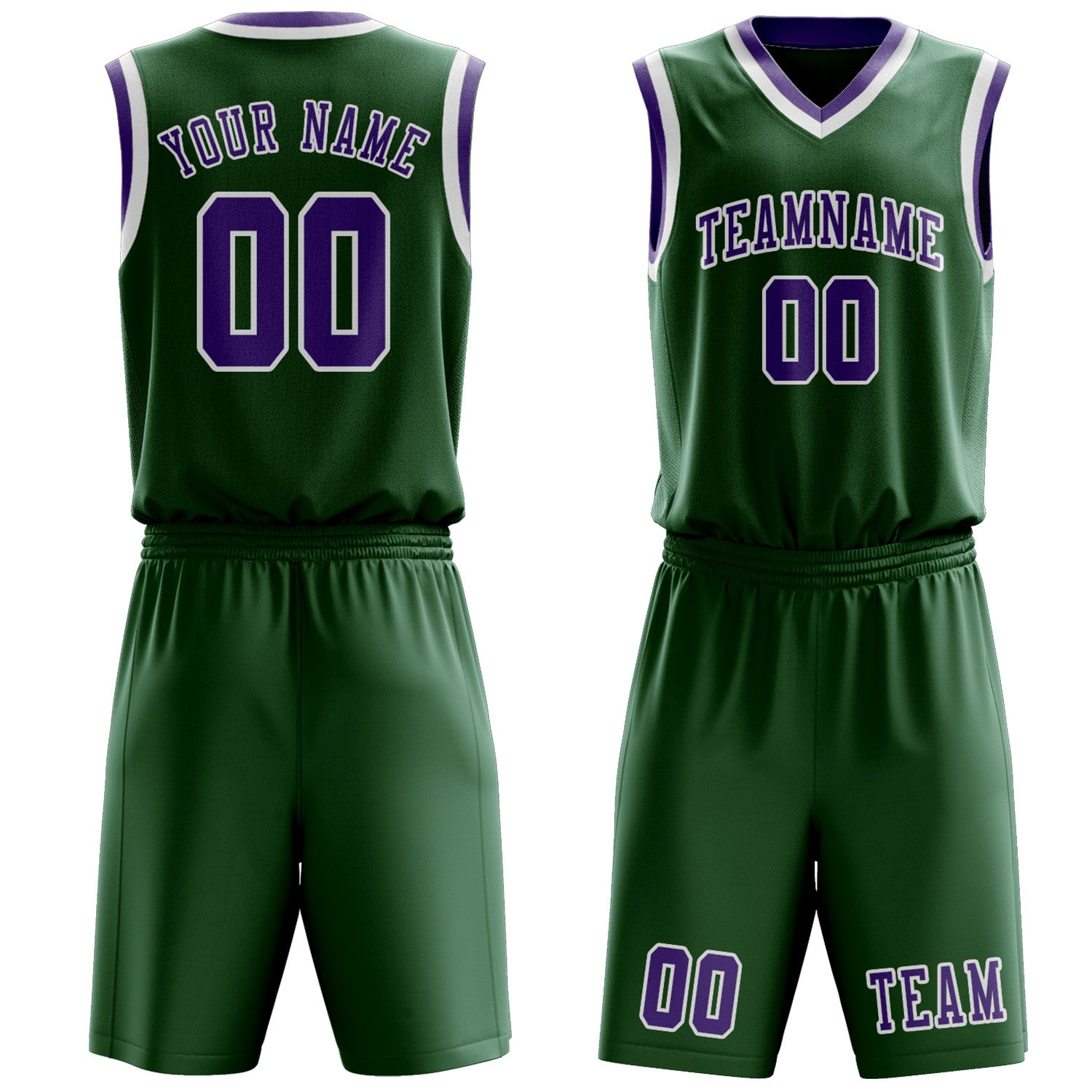 Custom Green Light Purple Basketball Set